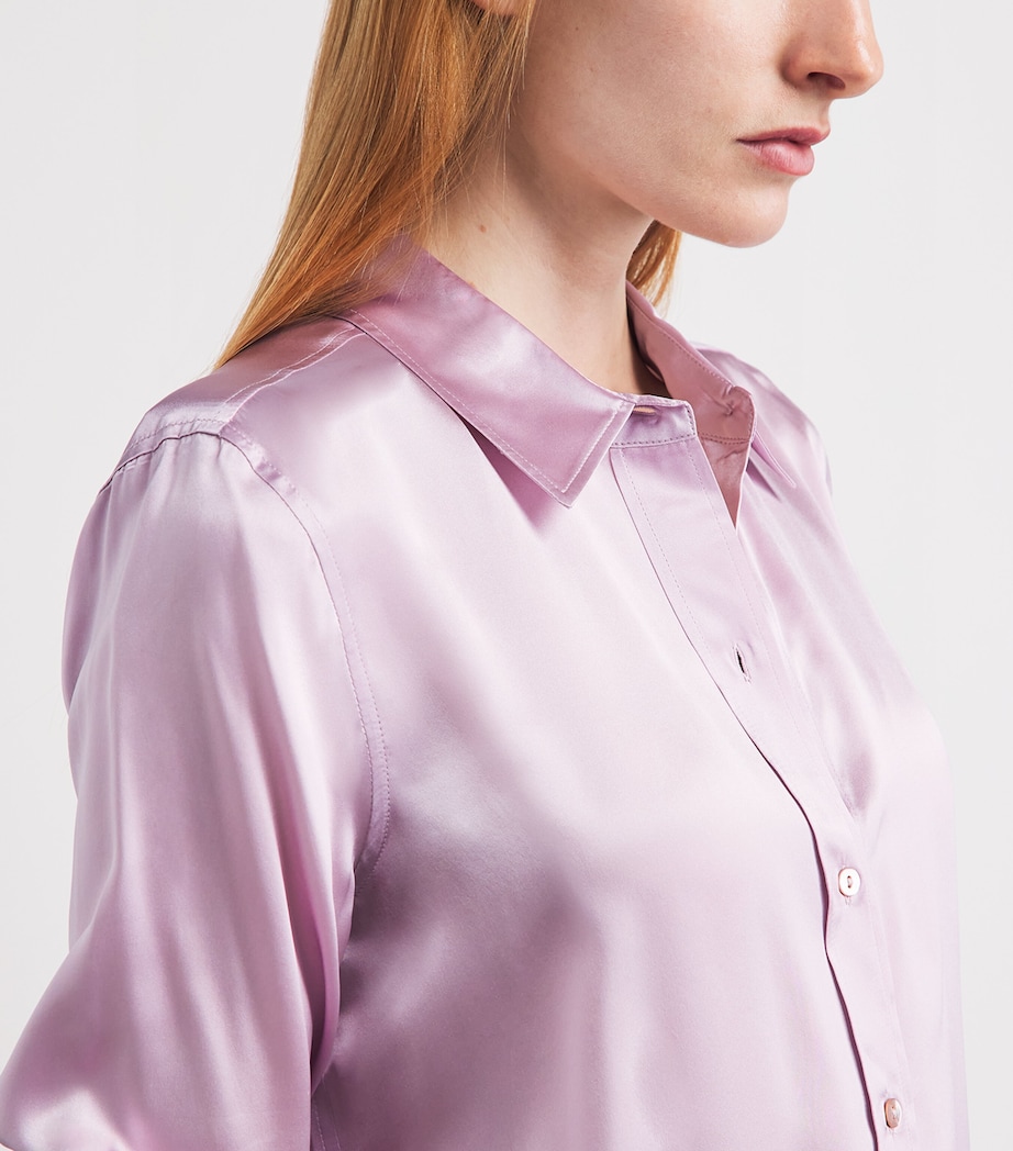 L'Agence Womens Silk Cropped-Sleeve Dani Blouse Icy Lilac Image 3