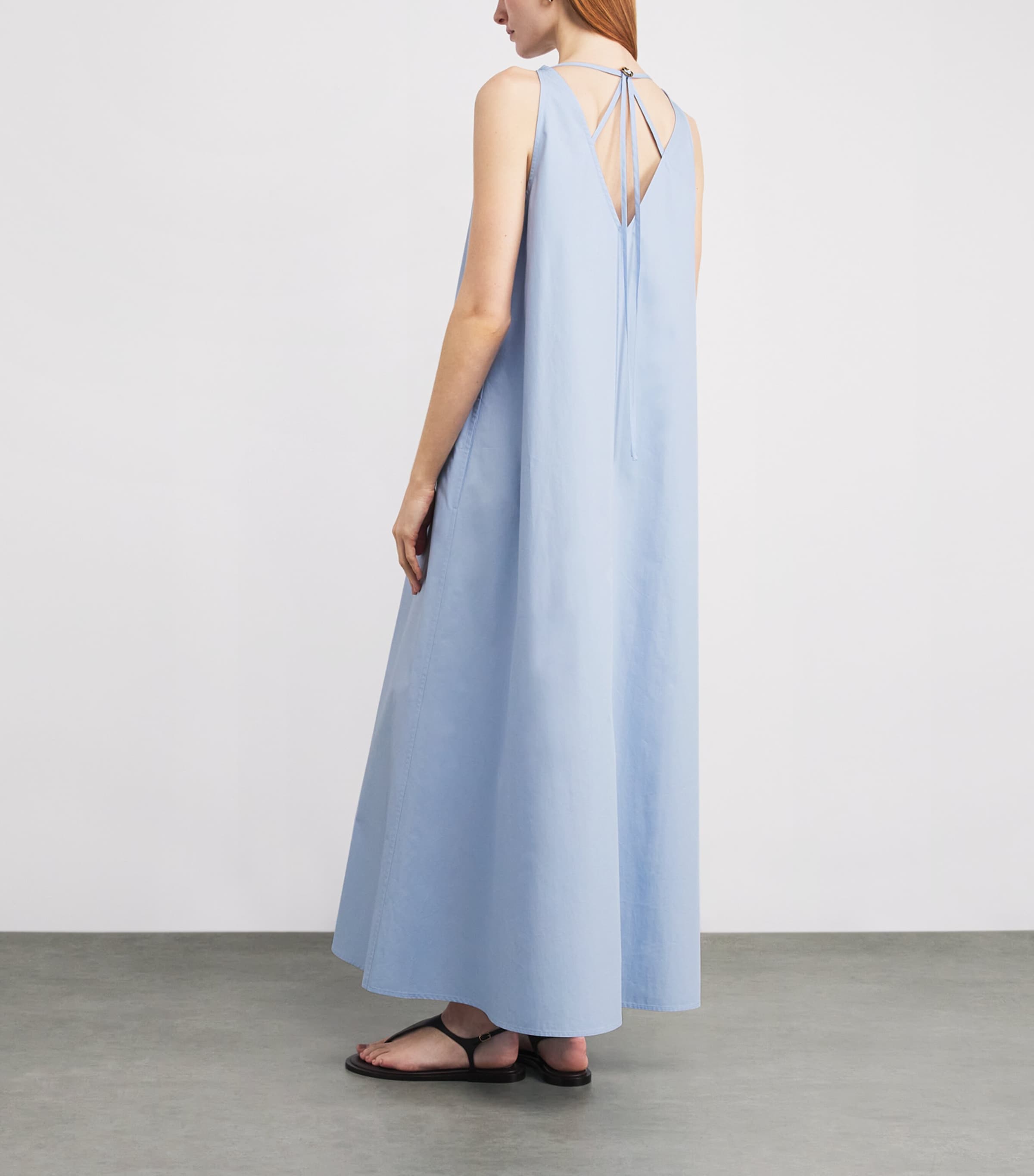 Cotton Maxi Dress A27 LIGHT BLUE - CLOUD Image 3