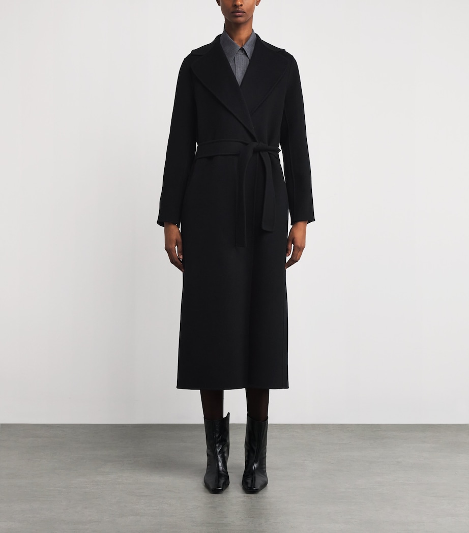 Virgin Wool Wrap Coat BLACK Image 3