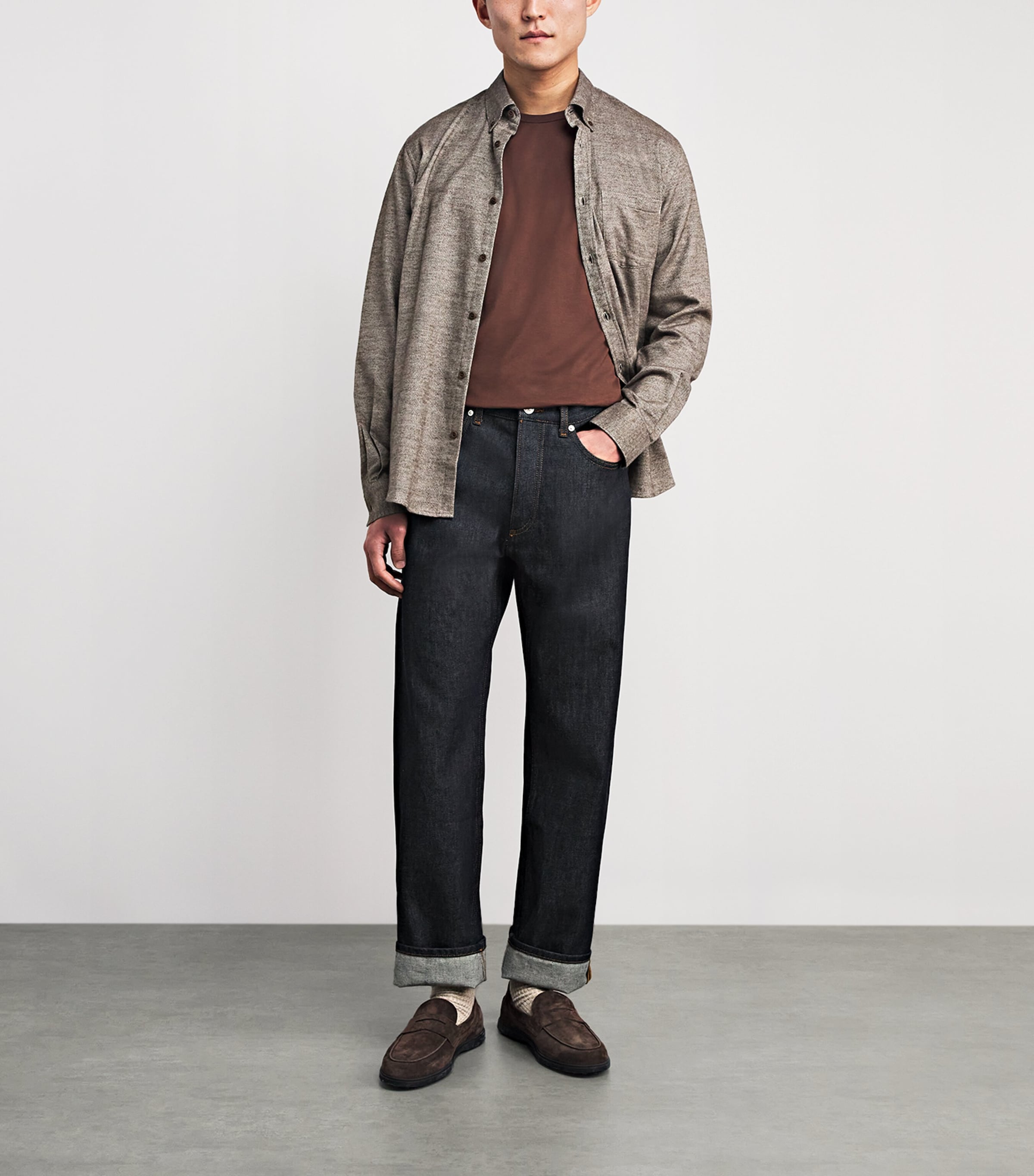 Brushed Cotton Shirt LIGHT BROWN MELANGE Image 2