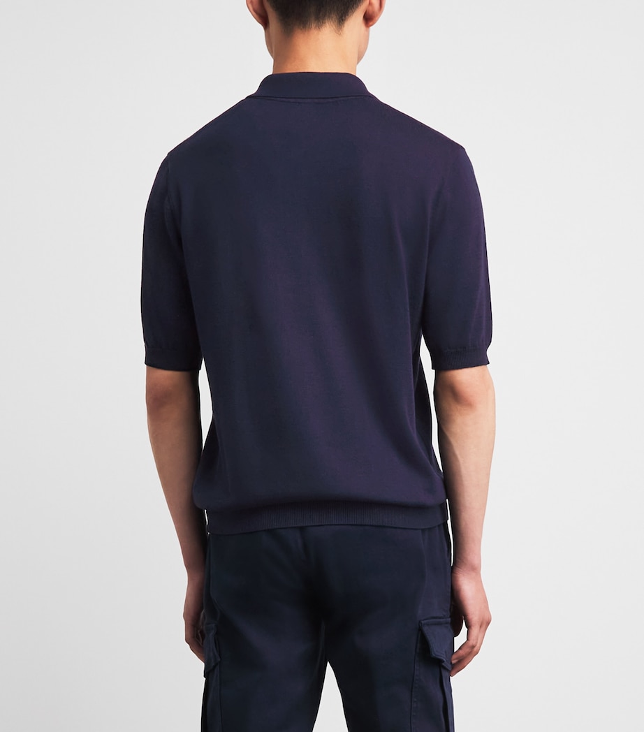 Eleventy Mens Cotton-Cashmere Polo Shirt Blu Image 5