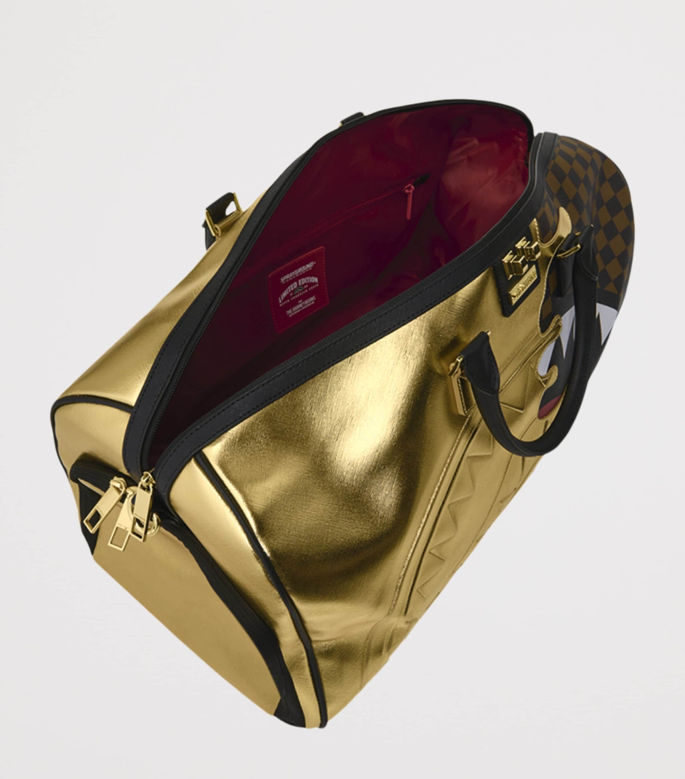 Sprayground Sharks In Paris Gold Drip Holdall Gold Image 8