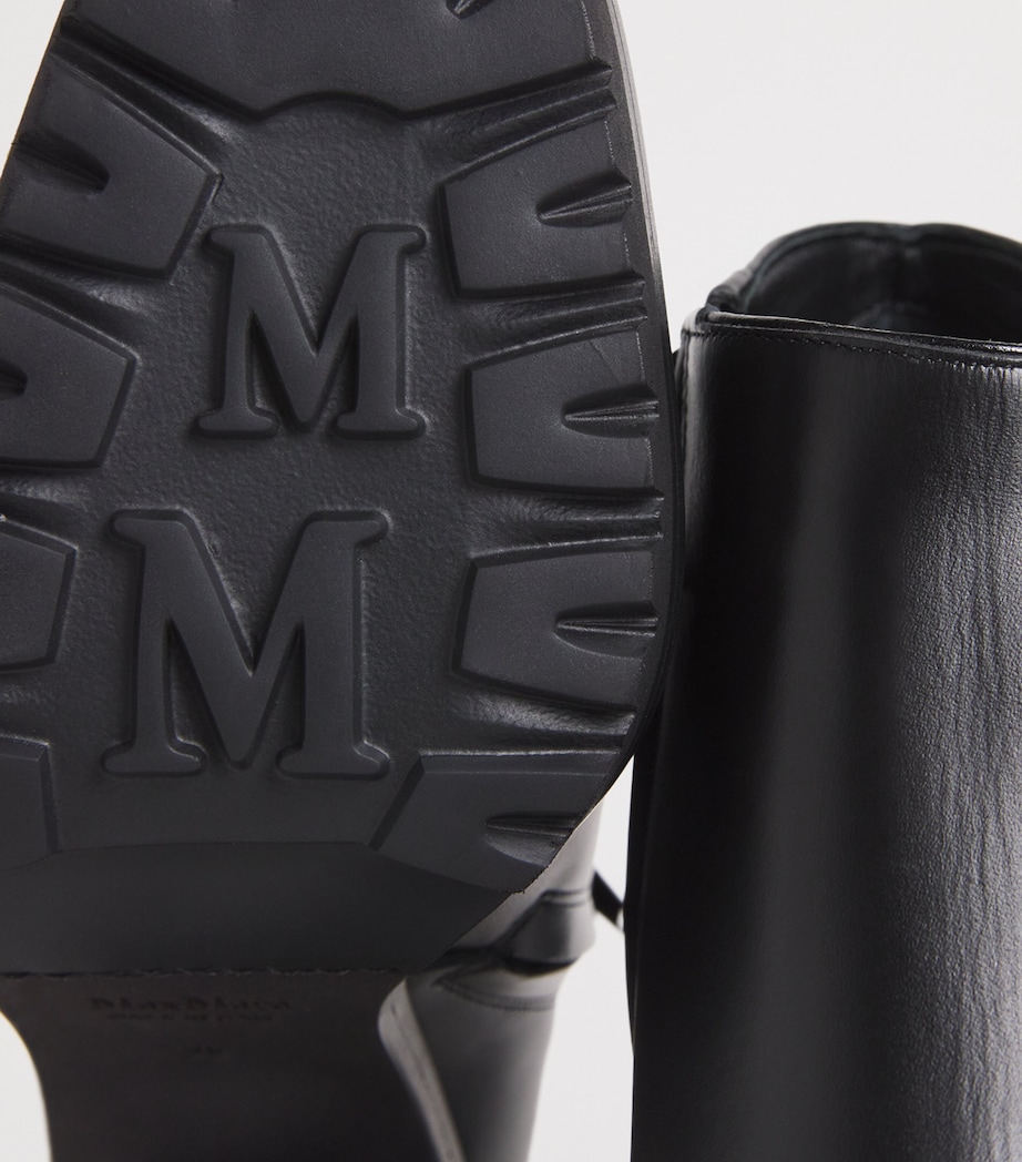 Leather Lace-Up Ankle Boots BLACK Image 7