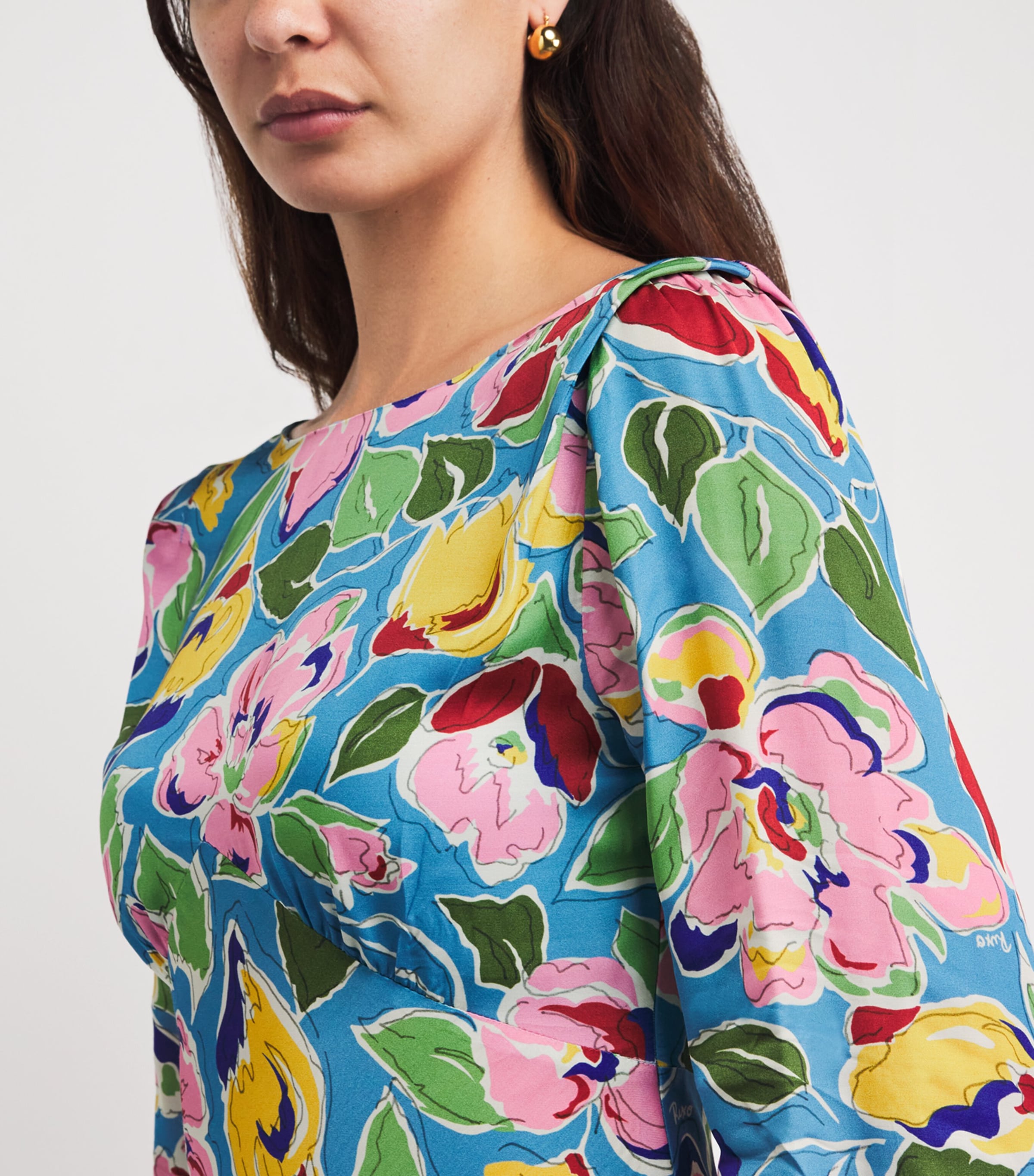 Rixo Womens Floral Marni Midi Dress Jeannie Bloom Sky Image 5