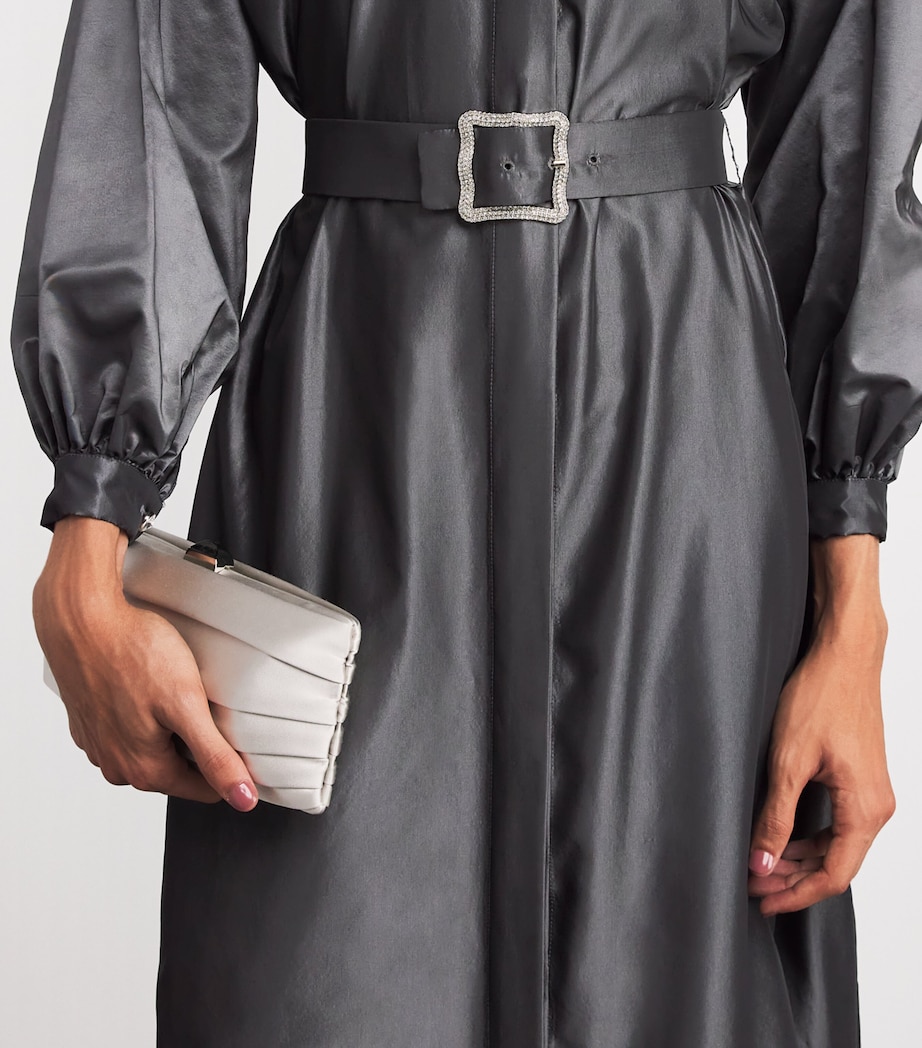 Alexis Mabille Womens Belted Maxi Shirt Dress Dark Grey Image 6