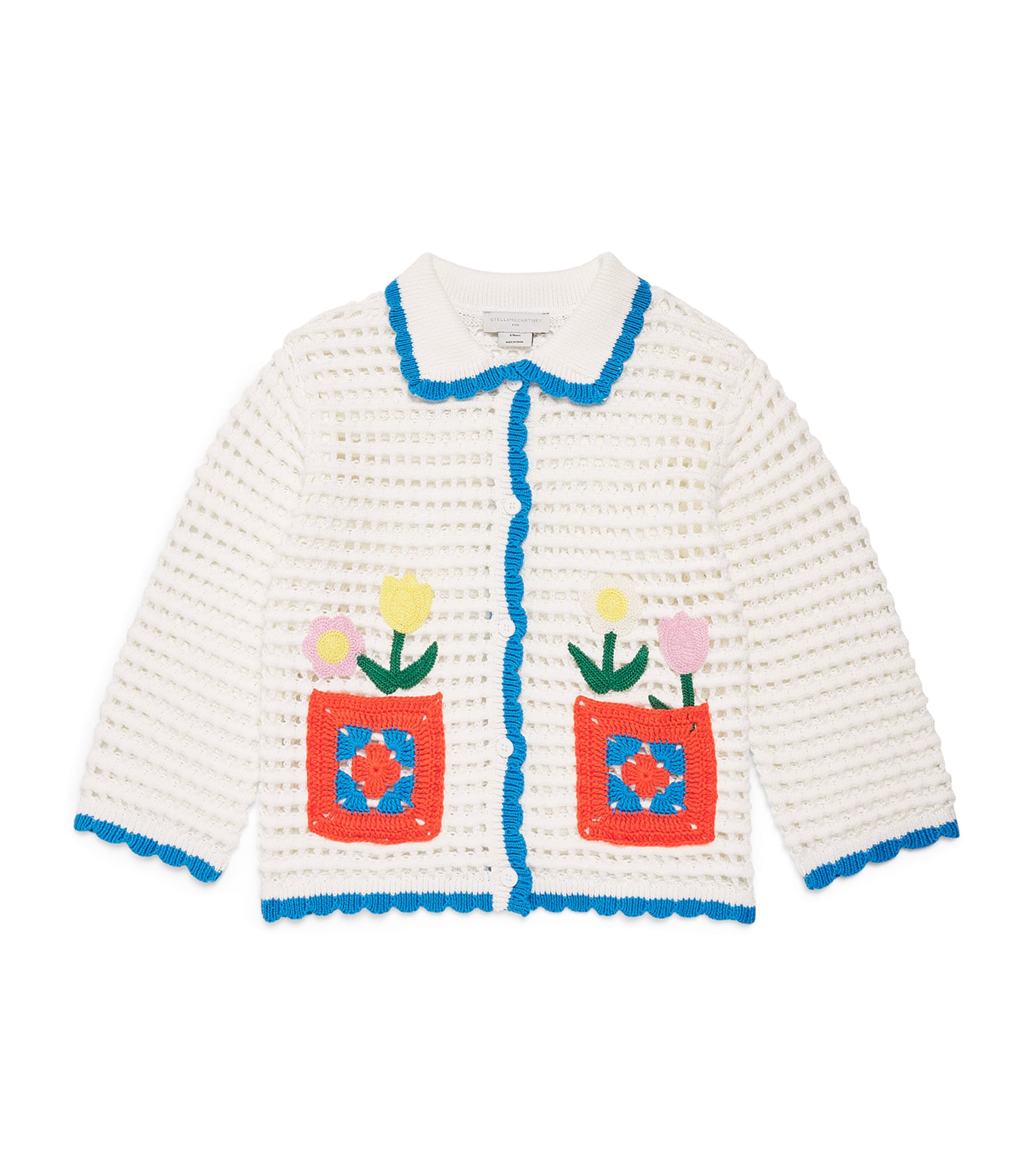 Stella McCartney Kids Cotton Crochet Embroidered Cardigan (2-12 Years) Image 1