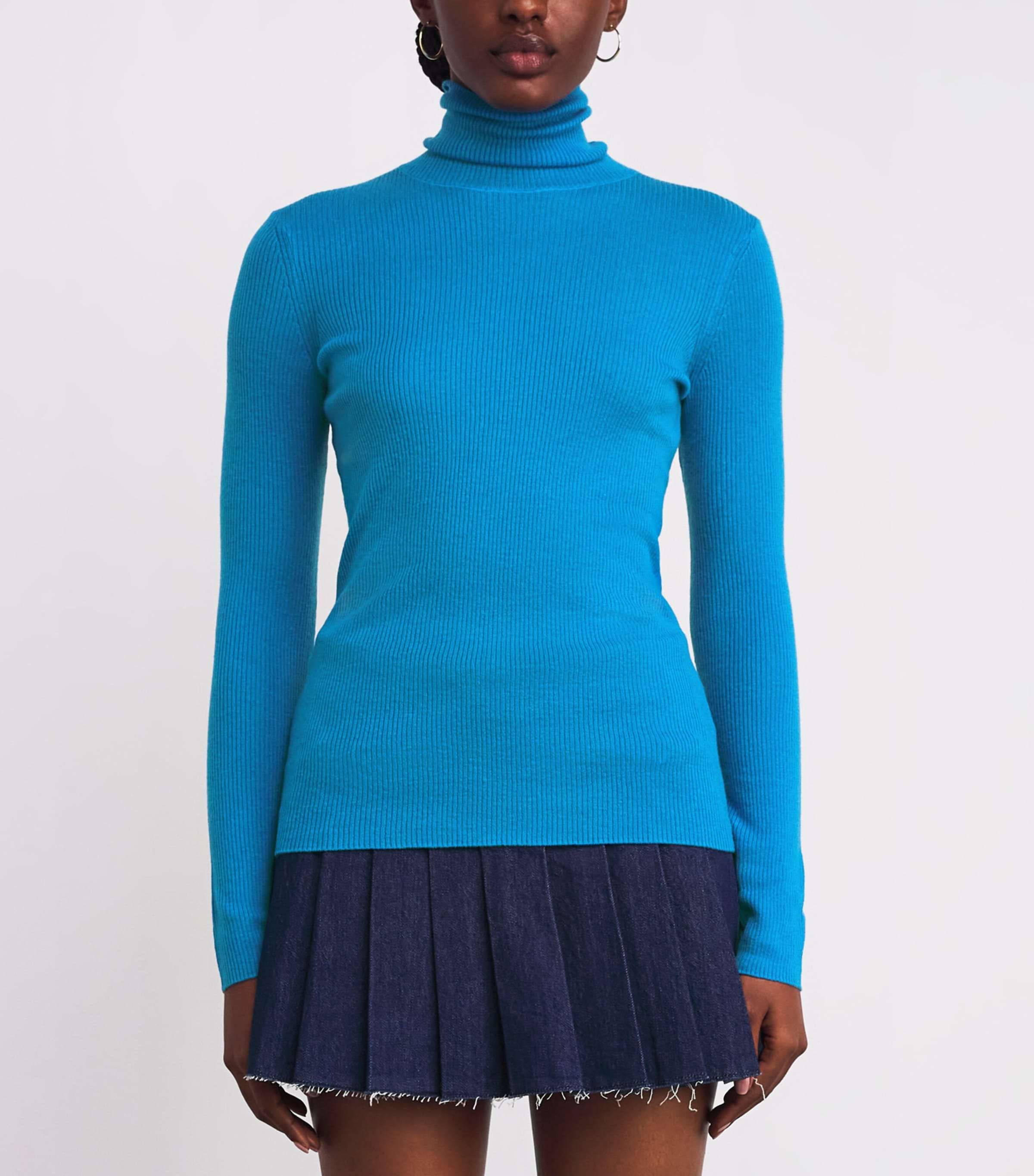 Wool-Silk Rollneck Sweater TURQUOISE Image 3