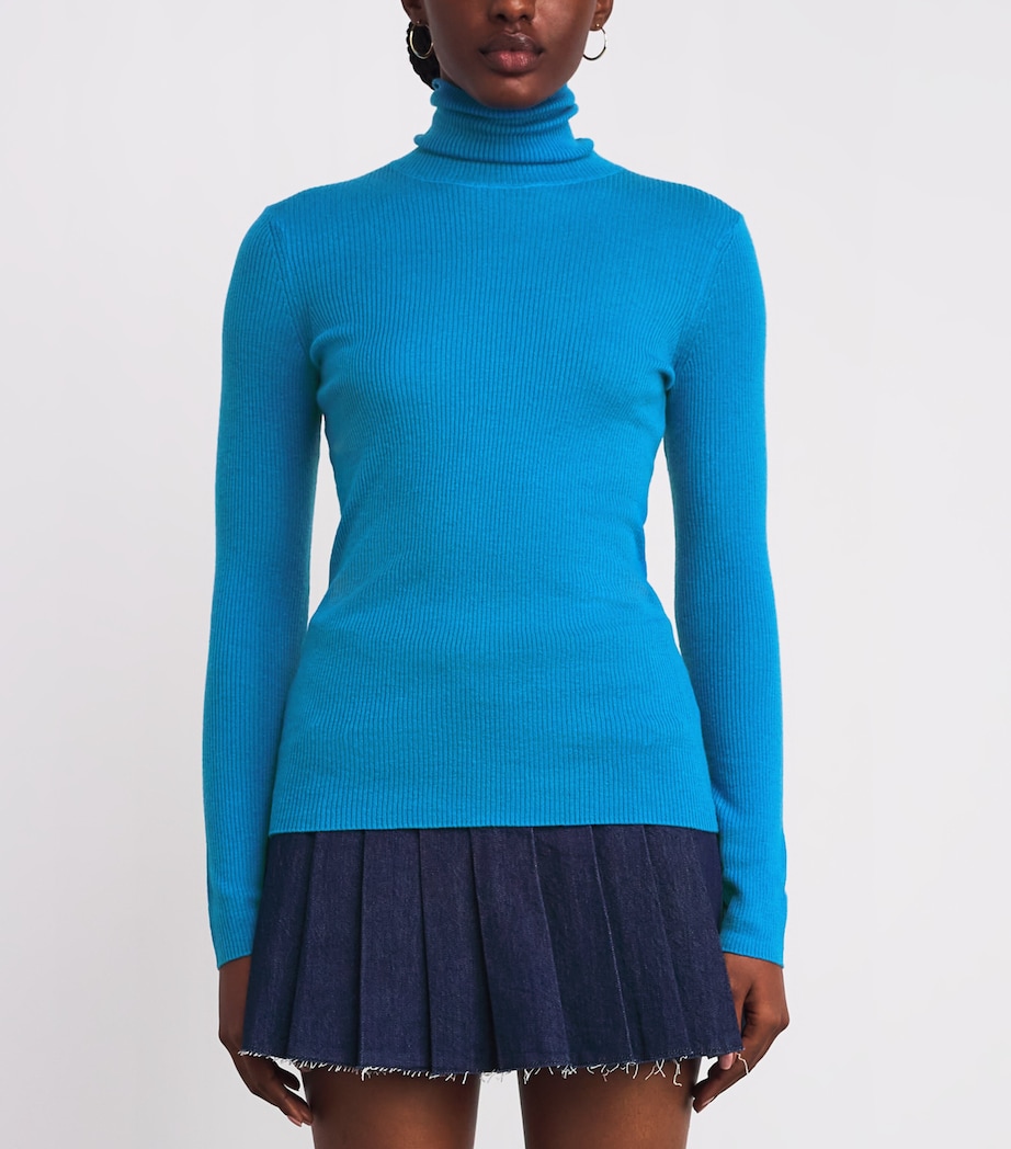 Wool-Silk Rollneck Sweater TURQUOISE Image 3