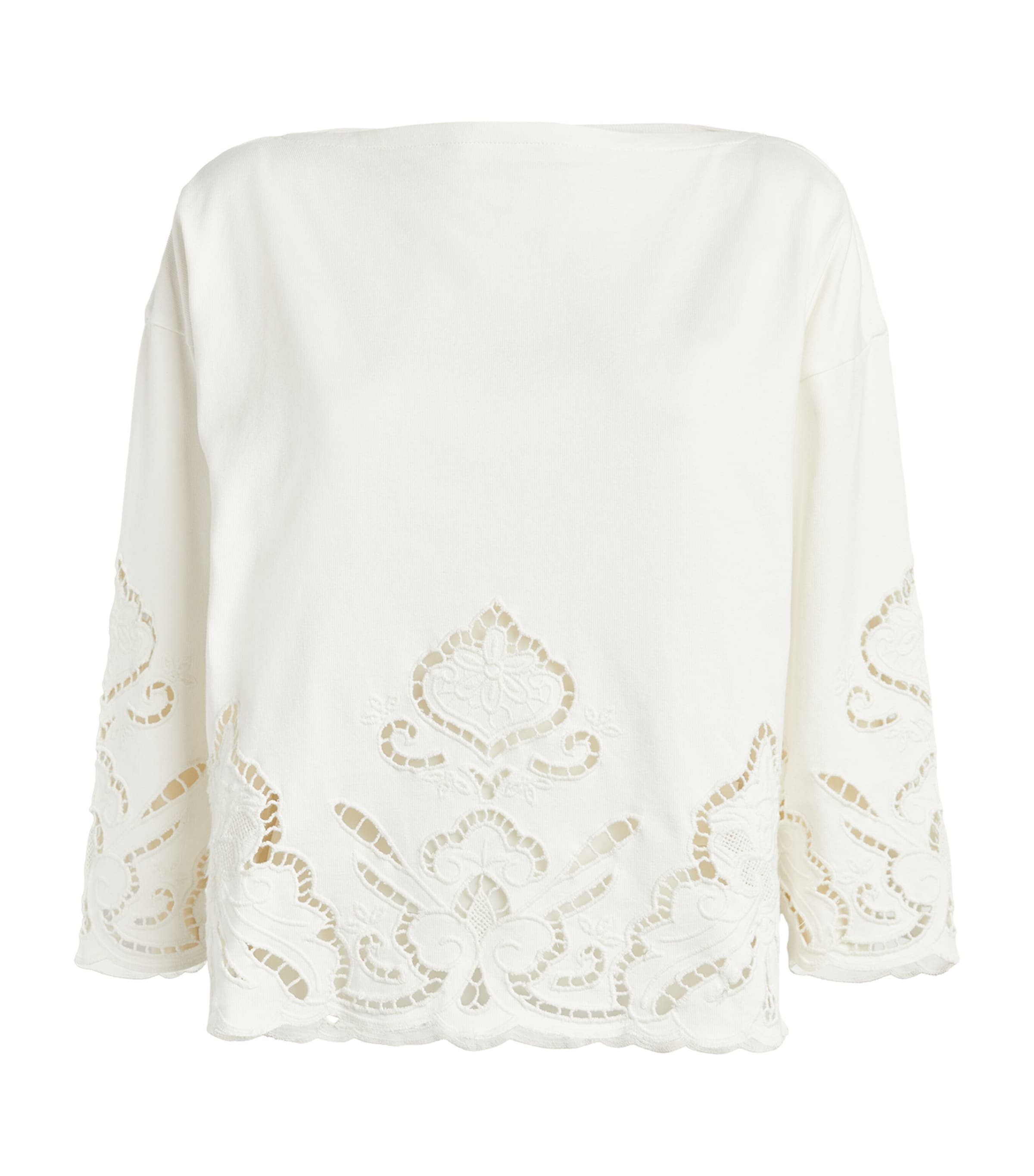 Polo Ralph Lauren Cropped-sleeve Eyelet Top In White