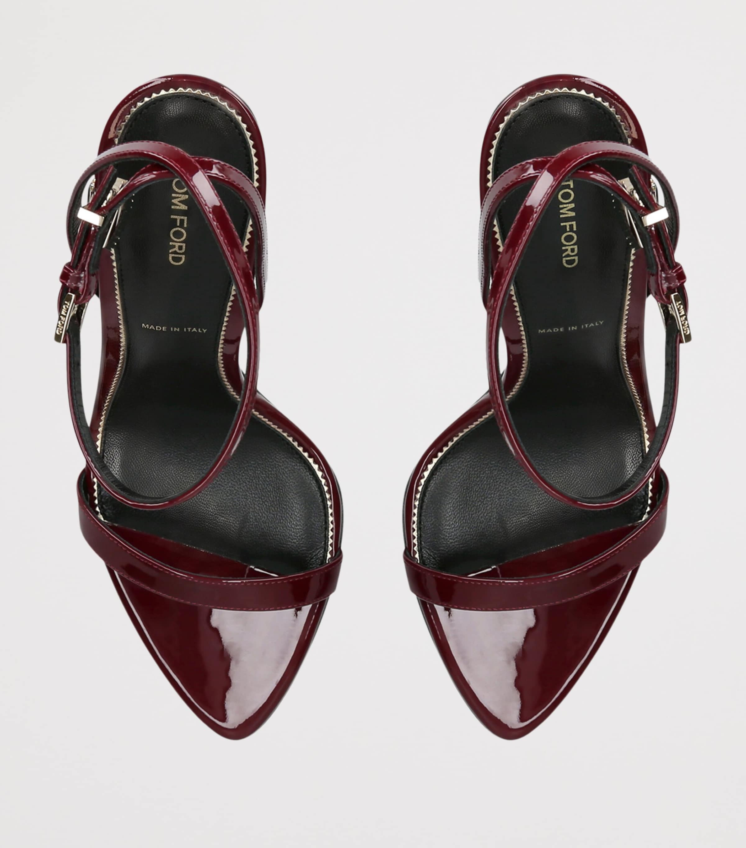 TOM FORD Patent Leather Padlock Sandals 105 Red/dark Image 4