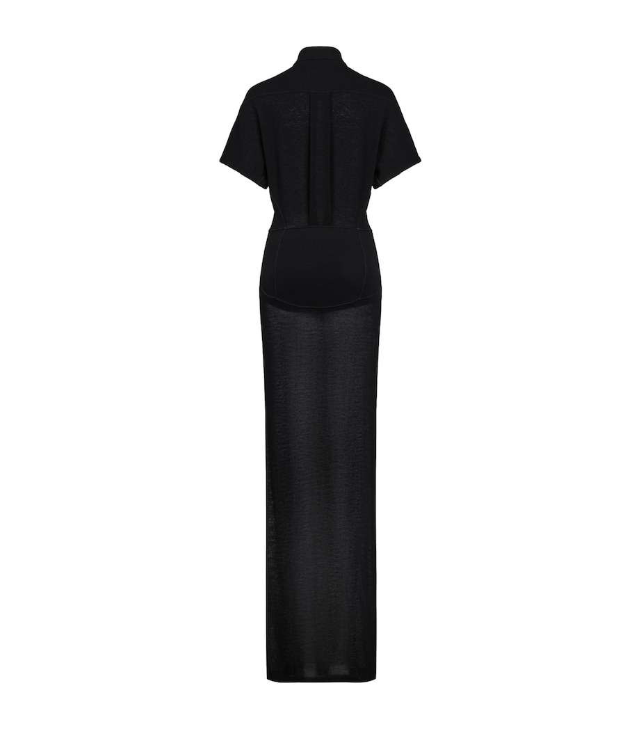 Alaïa Womens Wool Knit Polo Dress Noir Alaia Image 4