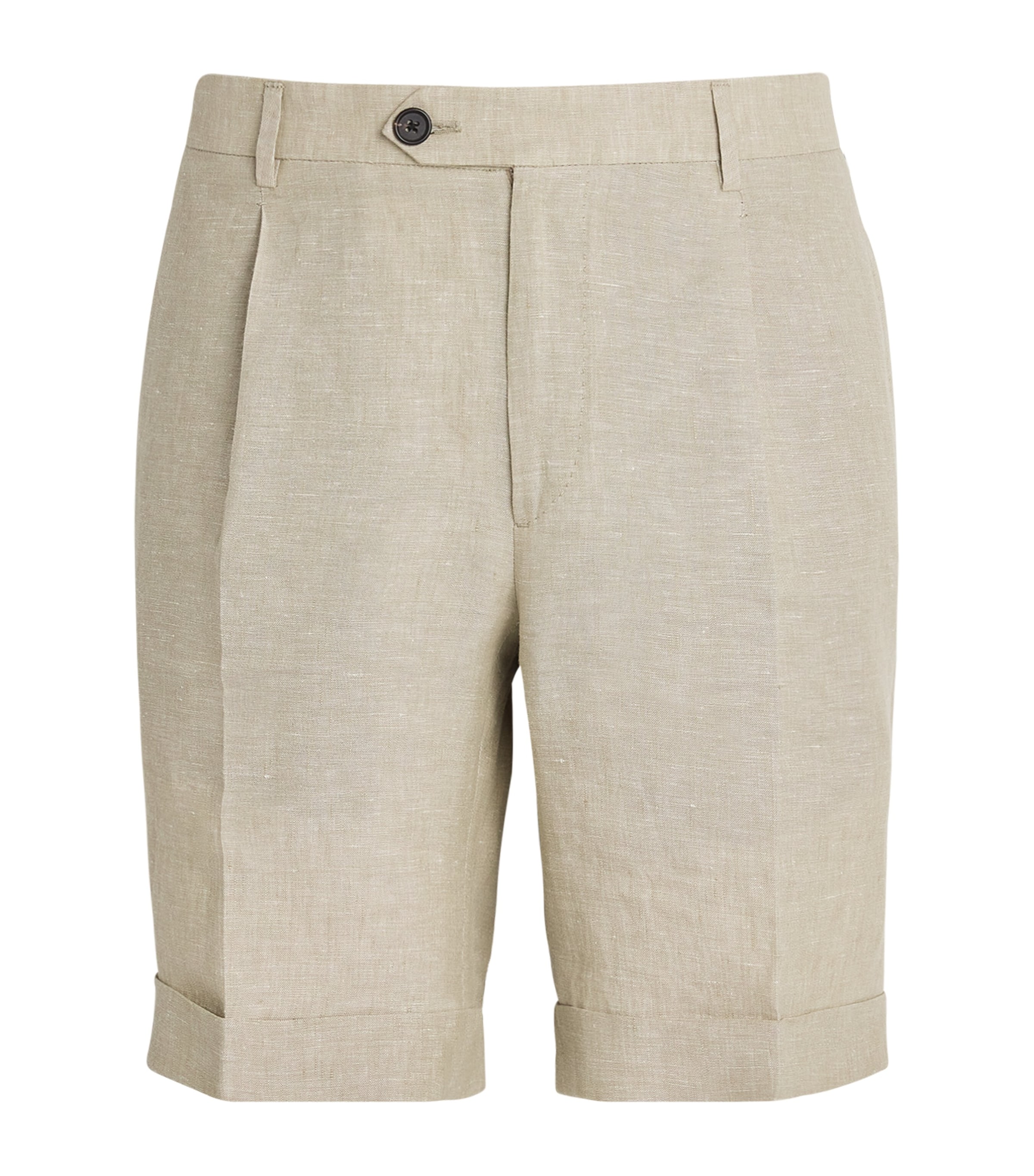 Fioroni Cashmere Mens Linen Shorts Natural Image 1