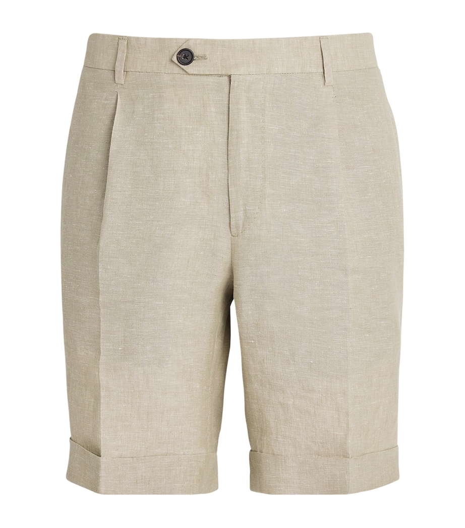 Fioroni Cashmere Mens Linen Shorts Natural Image 1