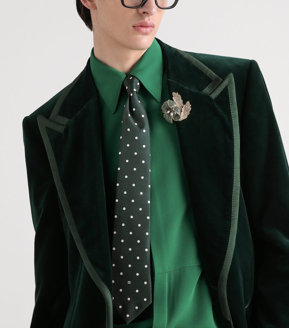 Dolce&Gabbana Mens Velvet Single-Breasted Blazer Dark Green Image 4