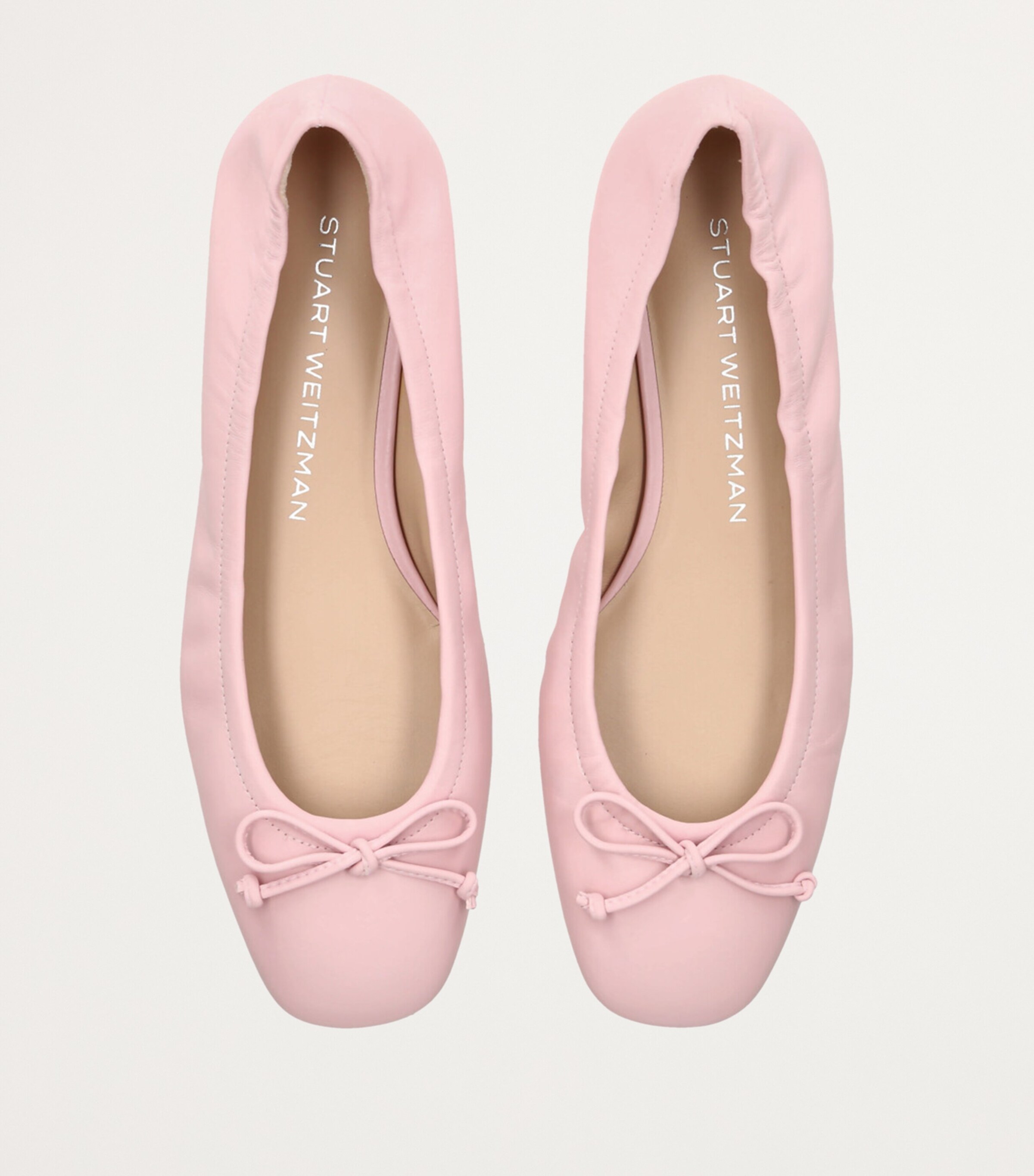 Stuart Weitzman Pink Leather Bria Ballet Flats | Harrods US