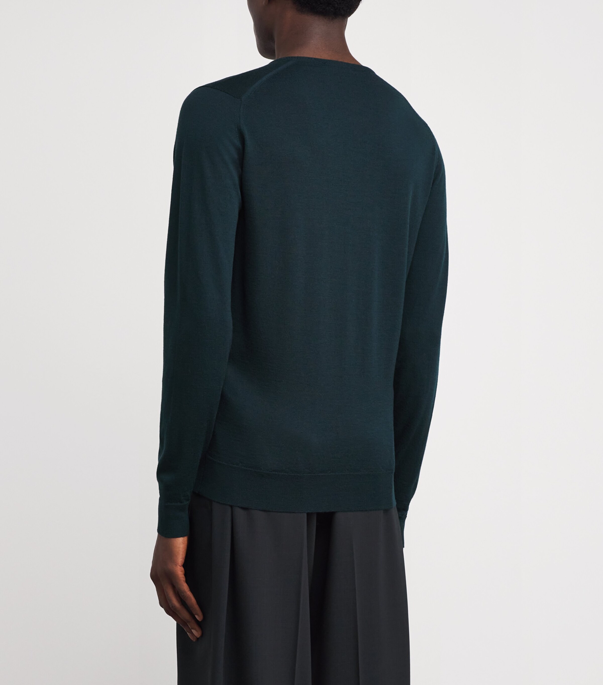 John Smedley Green Merino Wool V-Neck Sweater | Harrods US