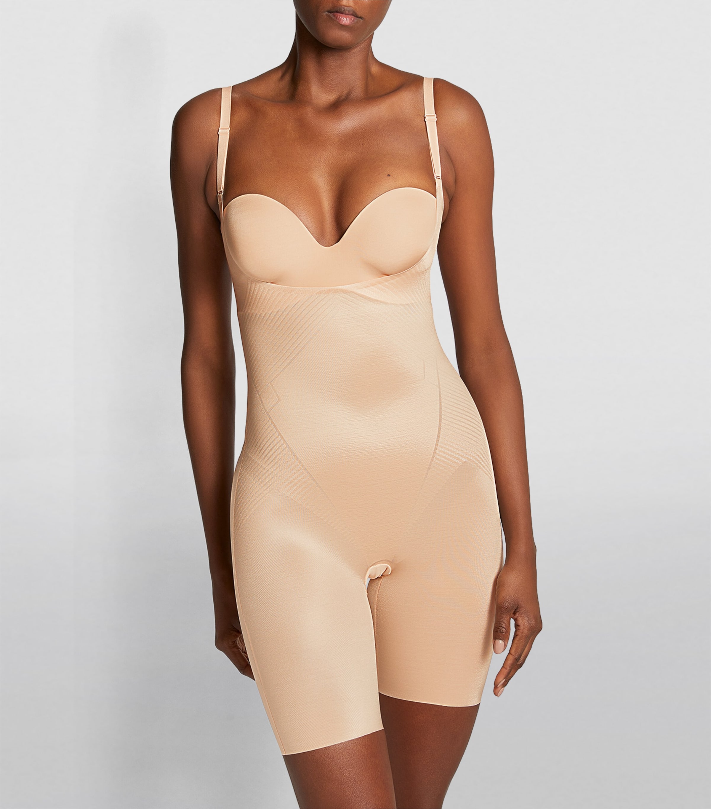 SPANXshape Invisible Open-Bust Mid-Thigh Bodysuit - Medium Control CHAMPAGNE BEIGE Image 4