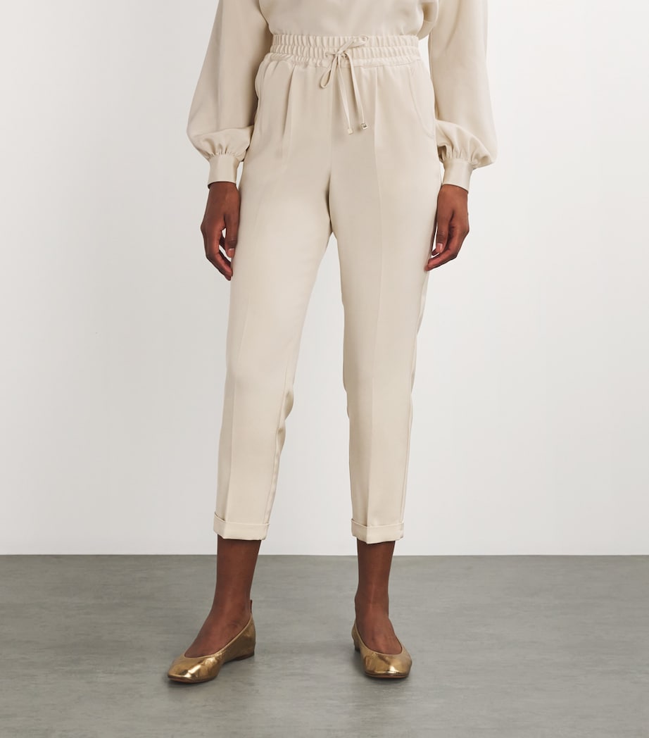 Kiton Womens Silk-Blend Cropped Trousers Butter Image 3
