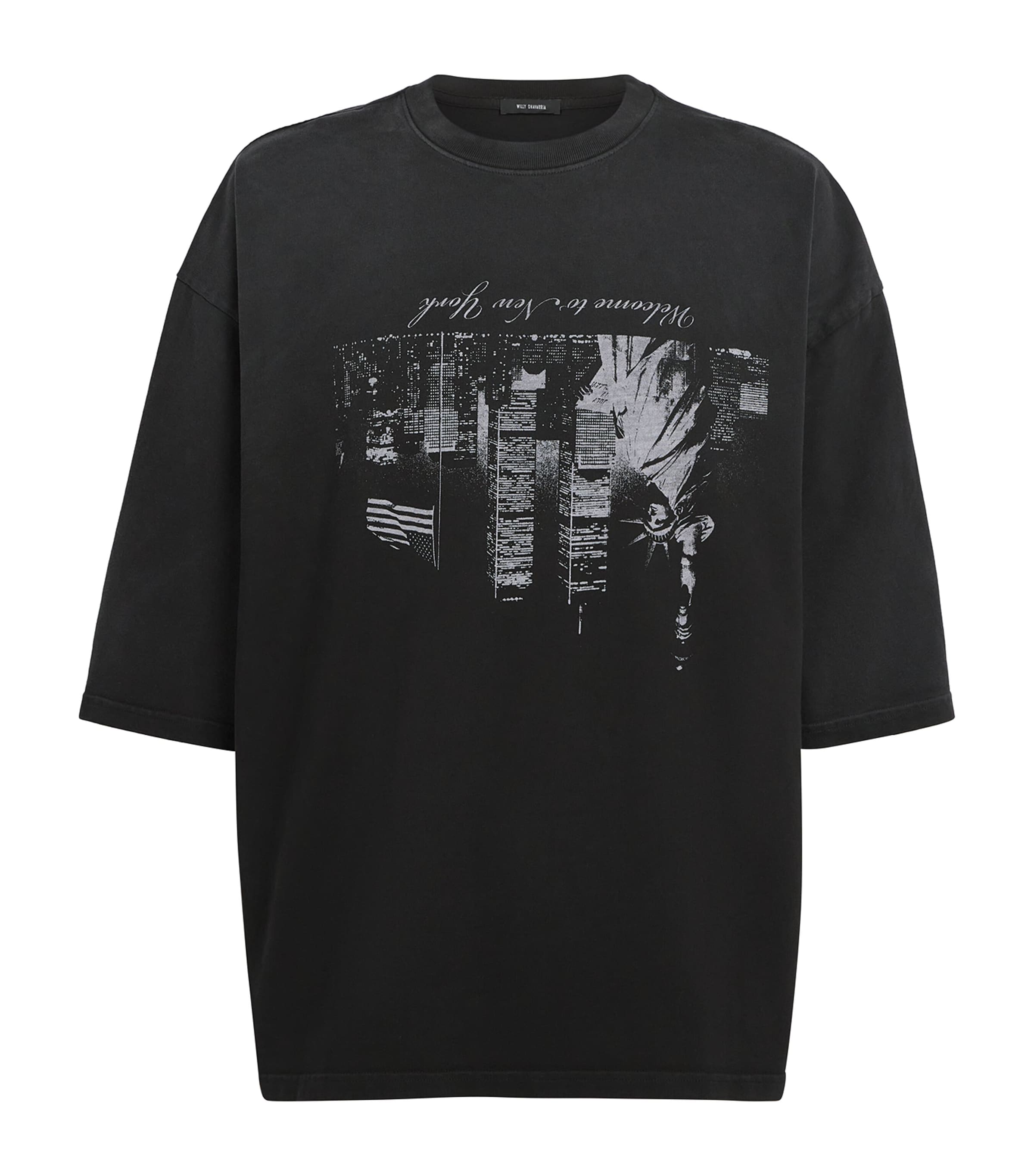 Cotton Welcome to NY T-Shirt BLACK Image 1