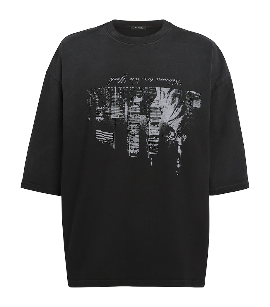 Cotton Welcome to NY T-Shirt BLACK Image 1