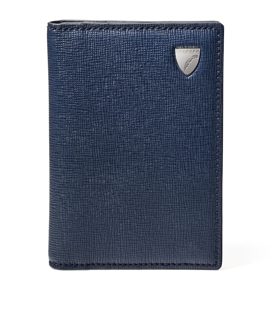 Grained Leather Credit Card Case NAVY Image 1