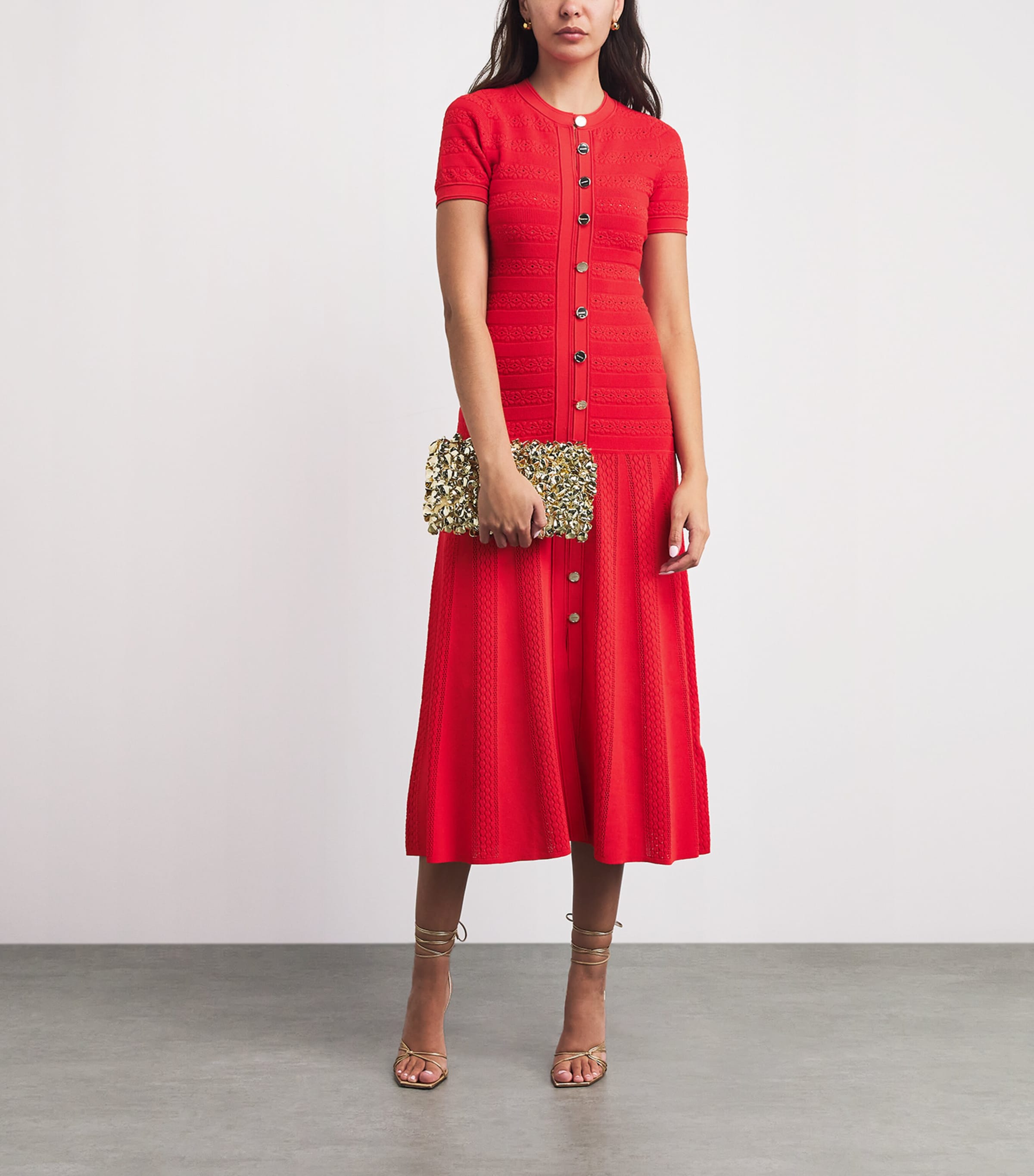 Sandro Paris Womens Knitted Midi Dress Red Image 2