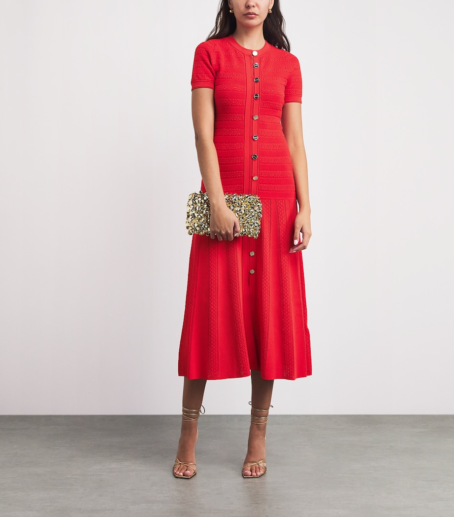 Sandro Paris Womens Knitted Midi Dress Red Image 2