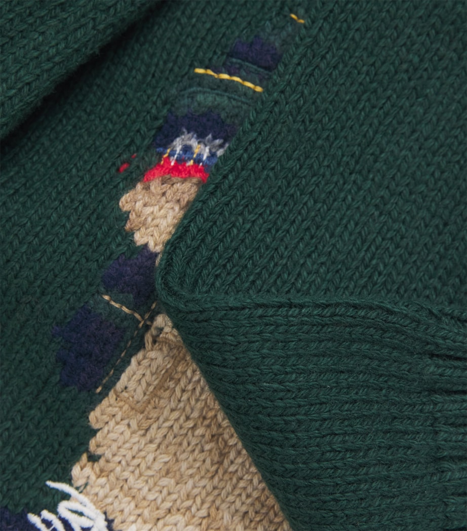 Cotton Polo Bear Sweater (6-14 Years) GREEN Image 3