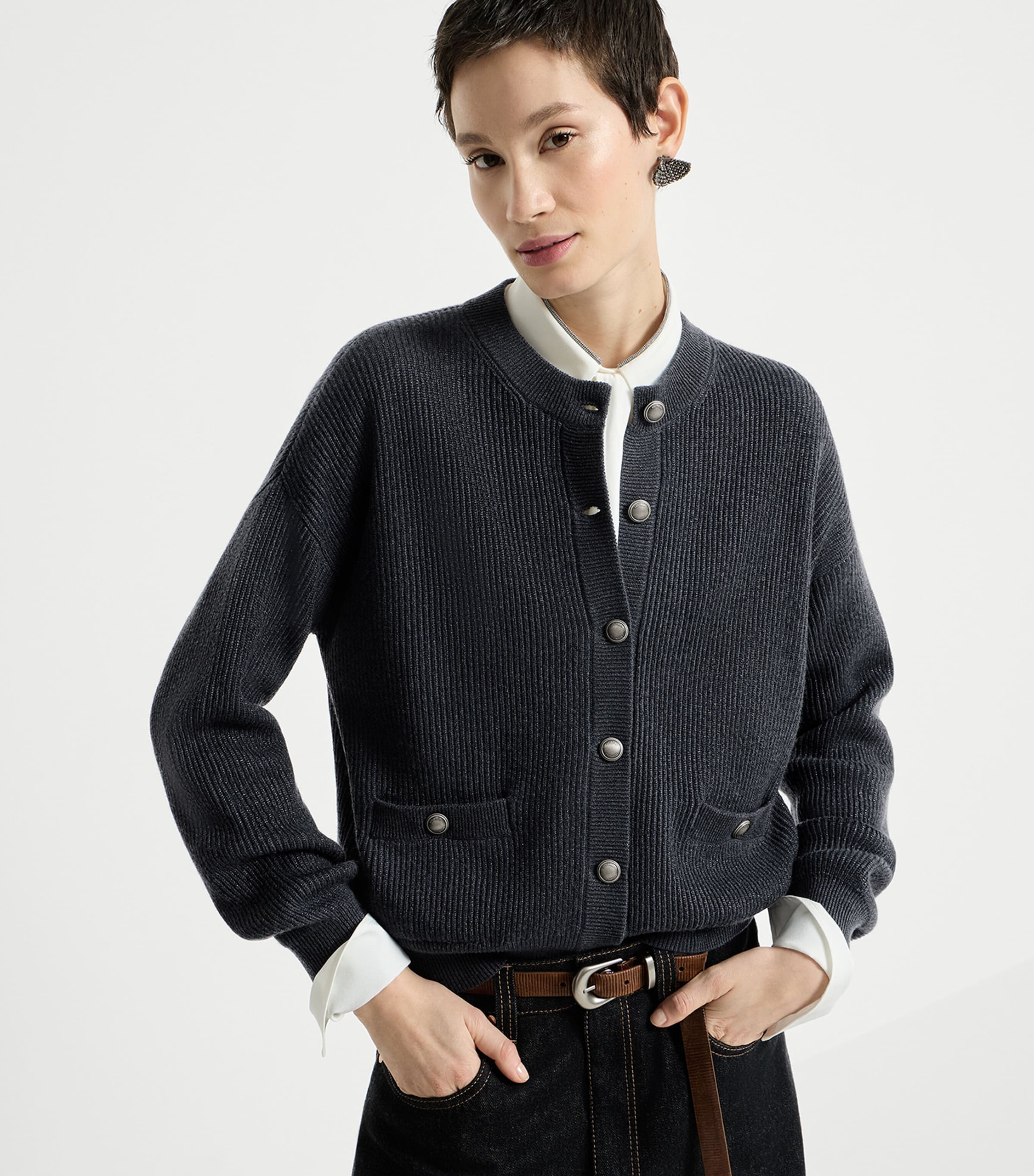 Brunello Cucinelli Womens Cashmere-Blend Cardigan Image 4