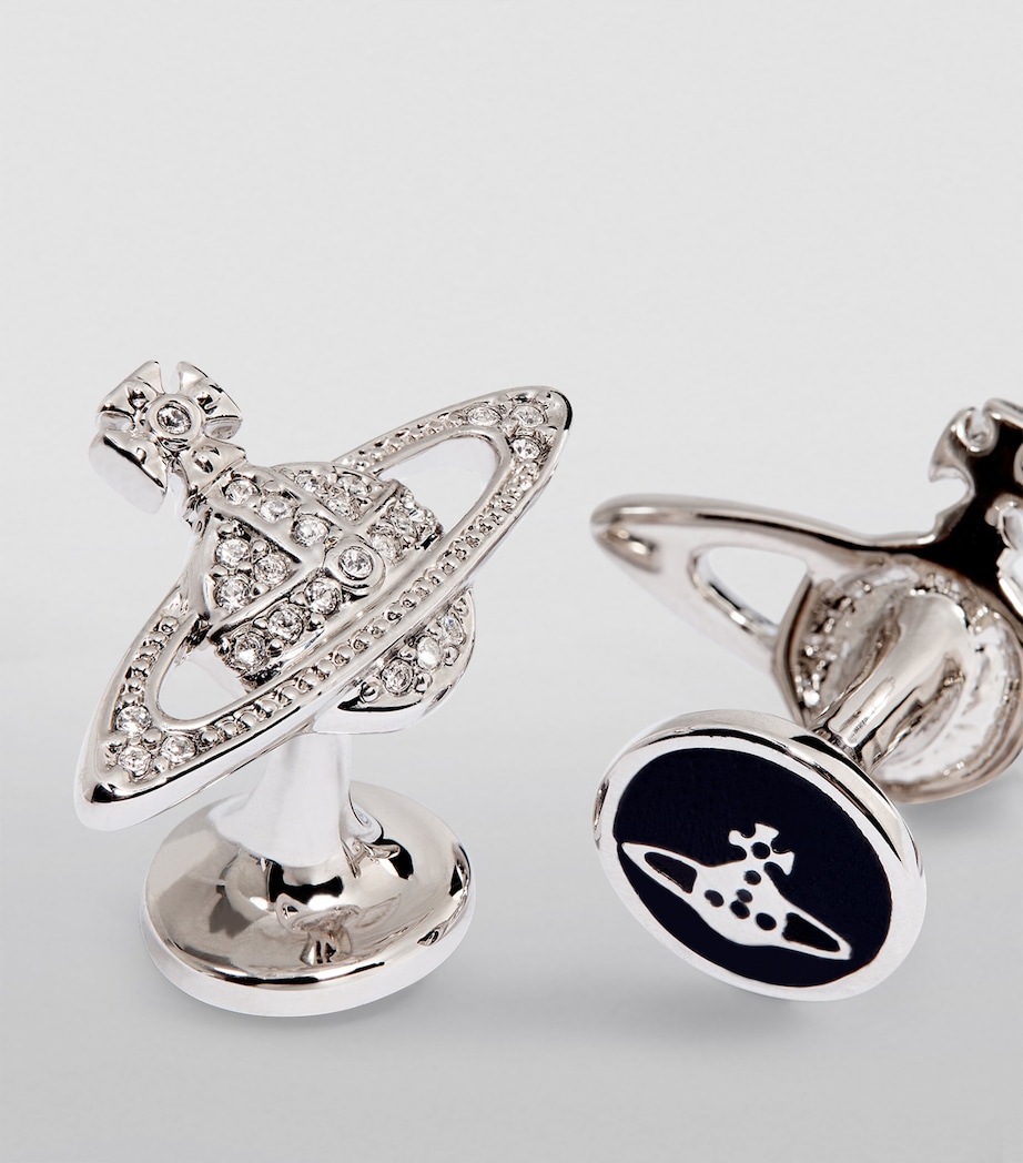 Mini Bas Relief Orb Cufflinks P116 PLTNM/CRYSTAL Image 5