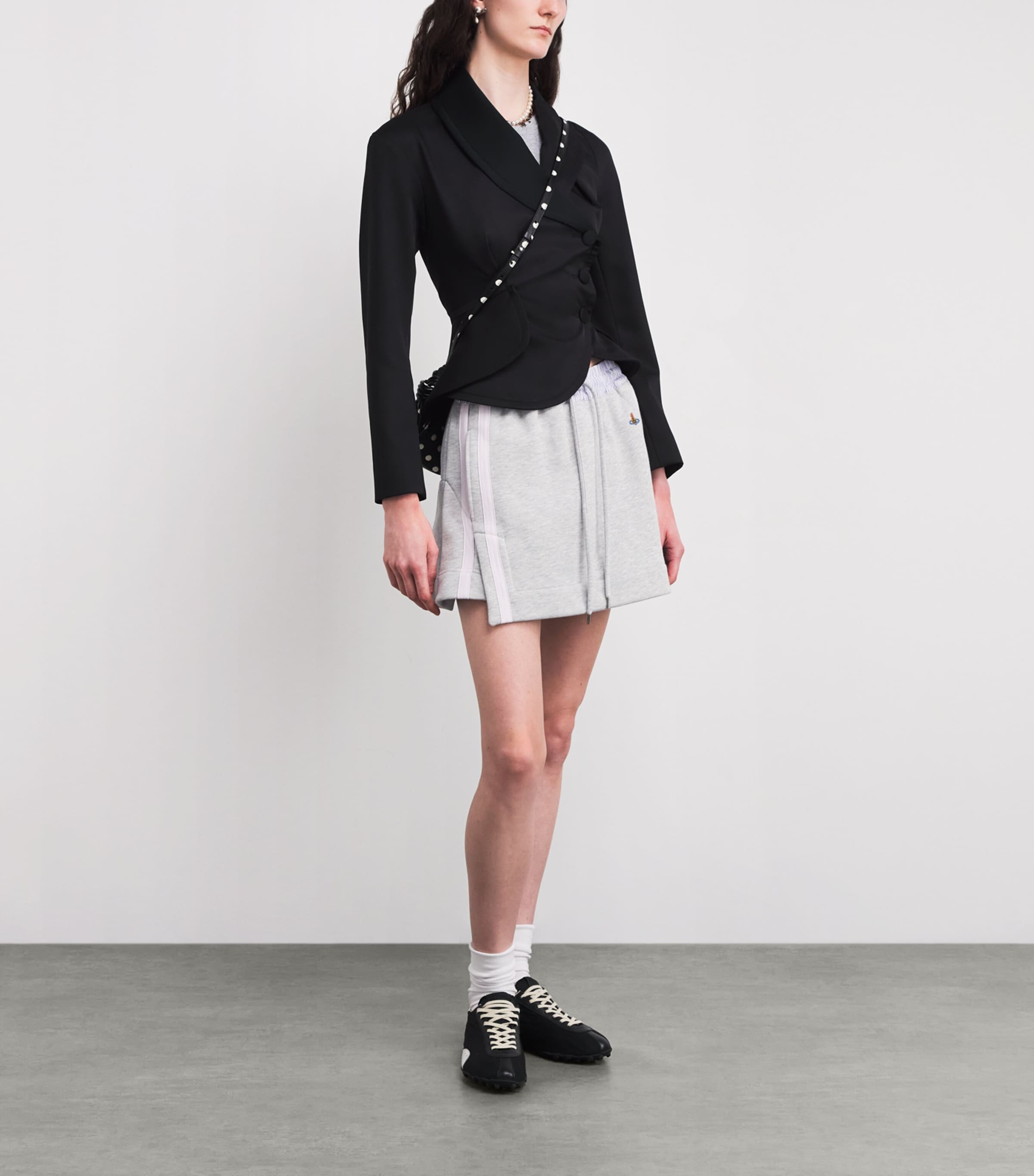 Cotton Cheerleader Mini Skirt GREY/WHITE STRIPE Image 2