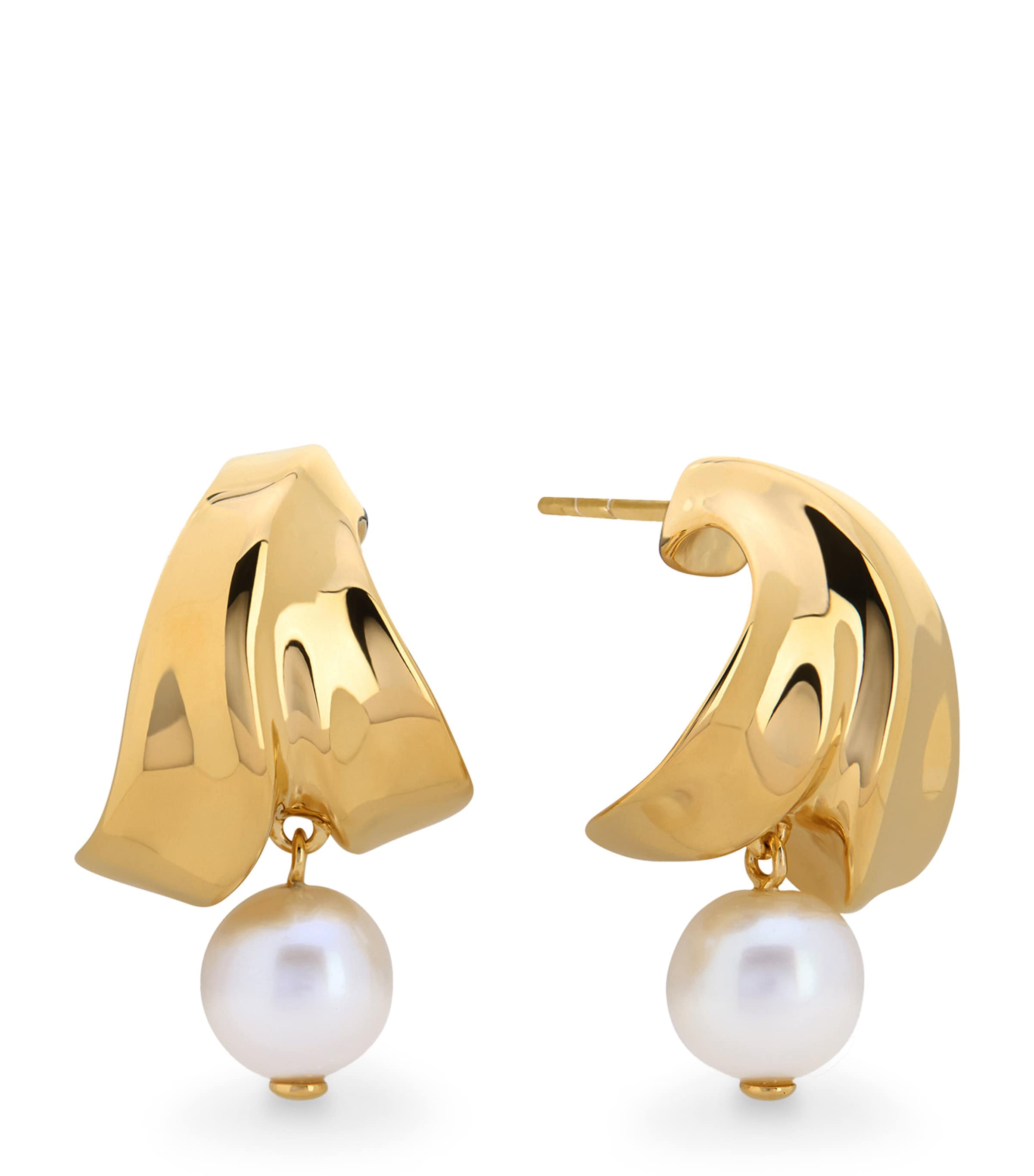 Small Gold Vermeil and Pearl Nomade Earrings 18K GOLD VERMEIL Image 1