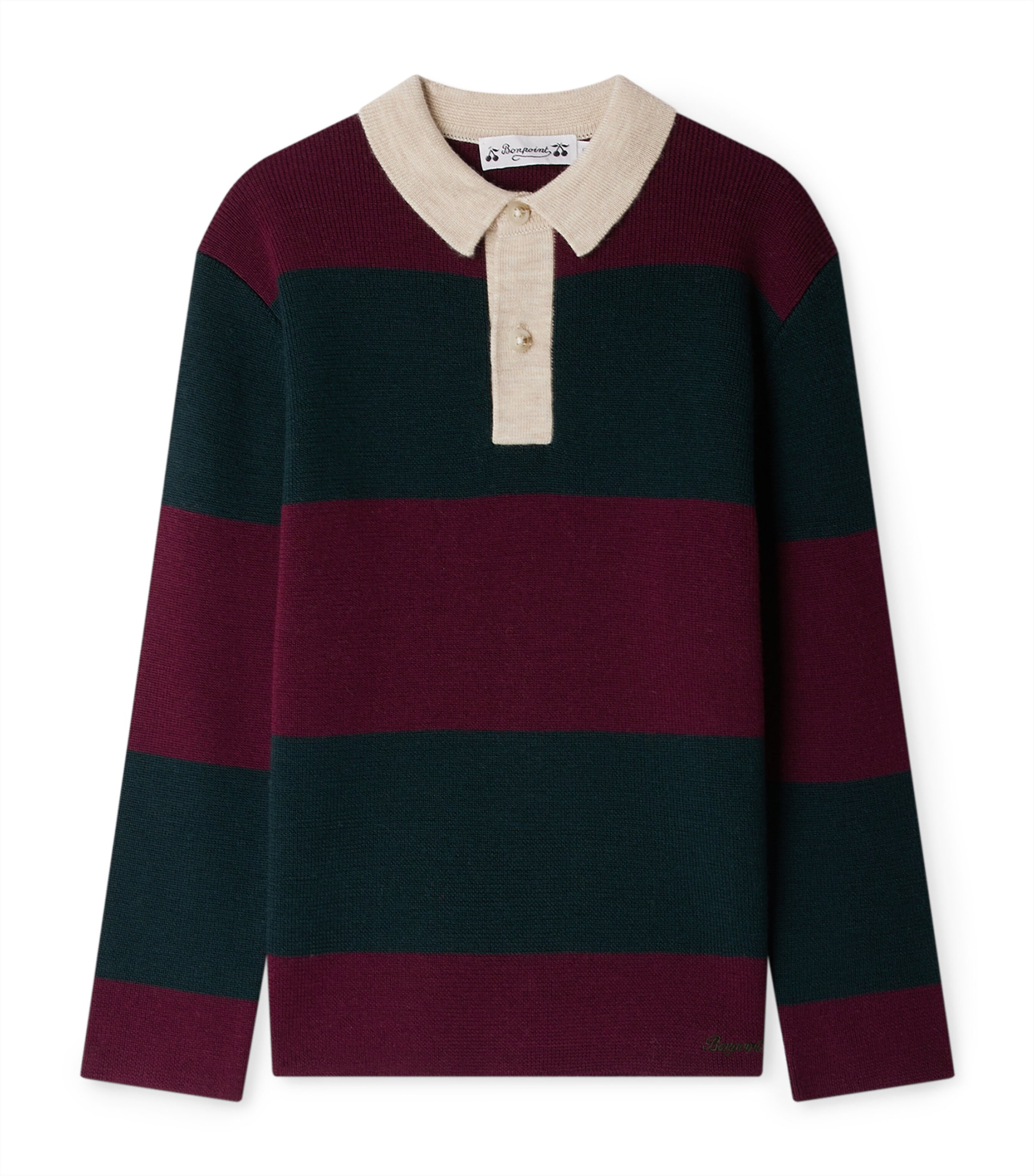 Bonpoint Wool Stripe Sweater In Burgundy