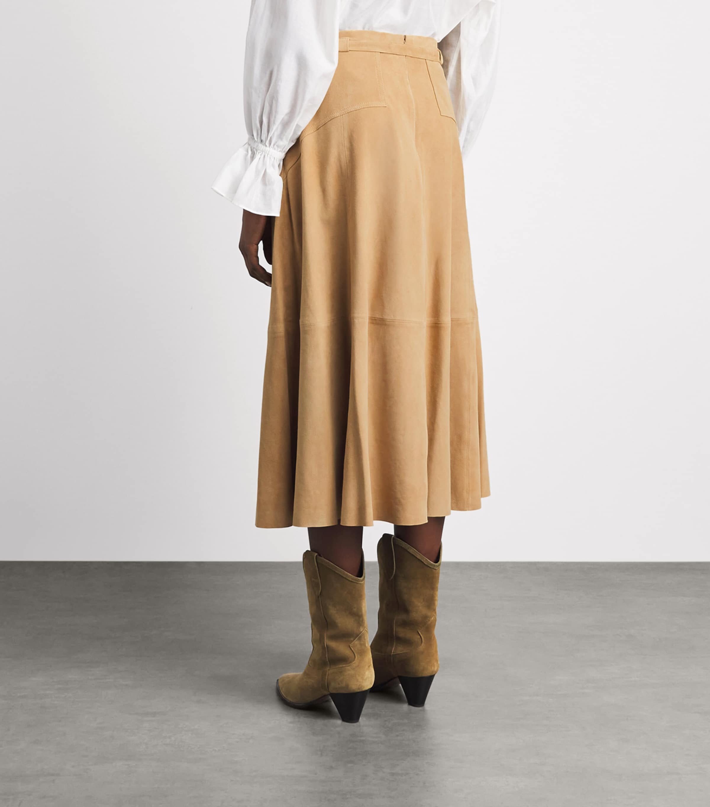 Polo Ralph Lauren Womens Suede Midi Skirt Pecan Image 5