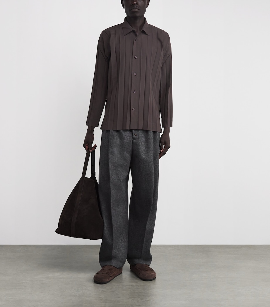 Pleated Edge Shirt 49-DARK BROWN Image 2