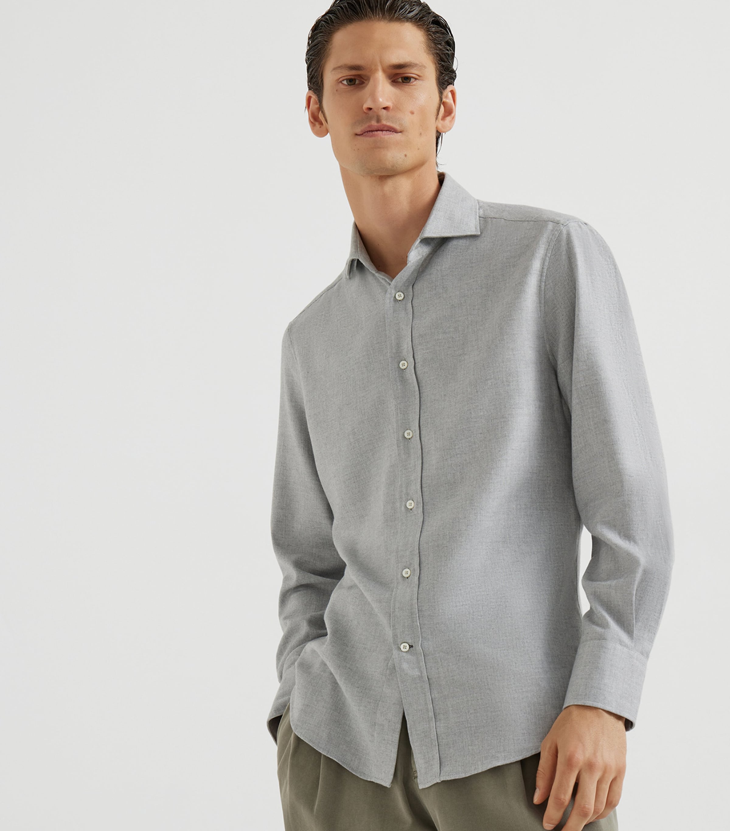 Cotton-Blend Chevron Flannel Shirt C045 Image 2