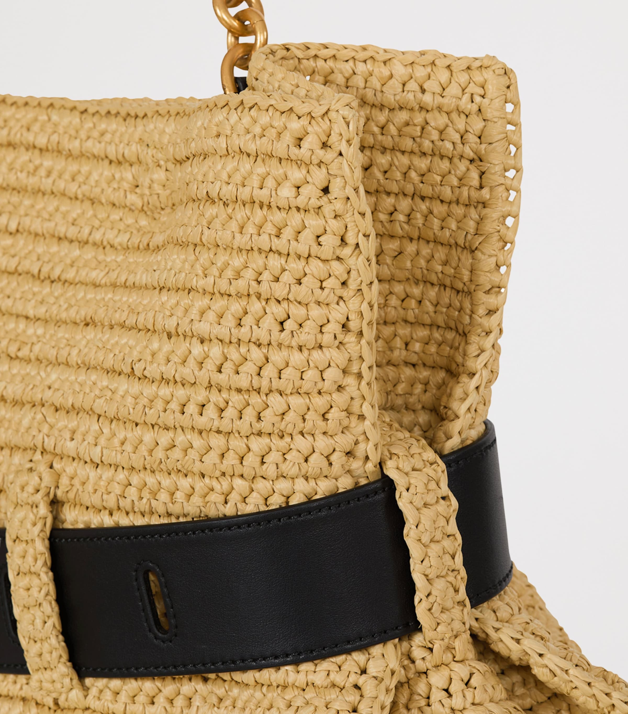 Balmain Medium Faux-Raffia Anthem Shoulder Bag Gte Naturel / Noir Image 8