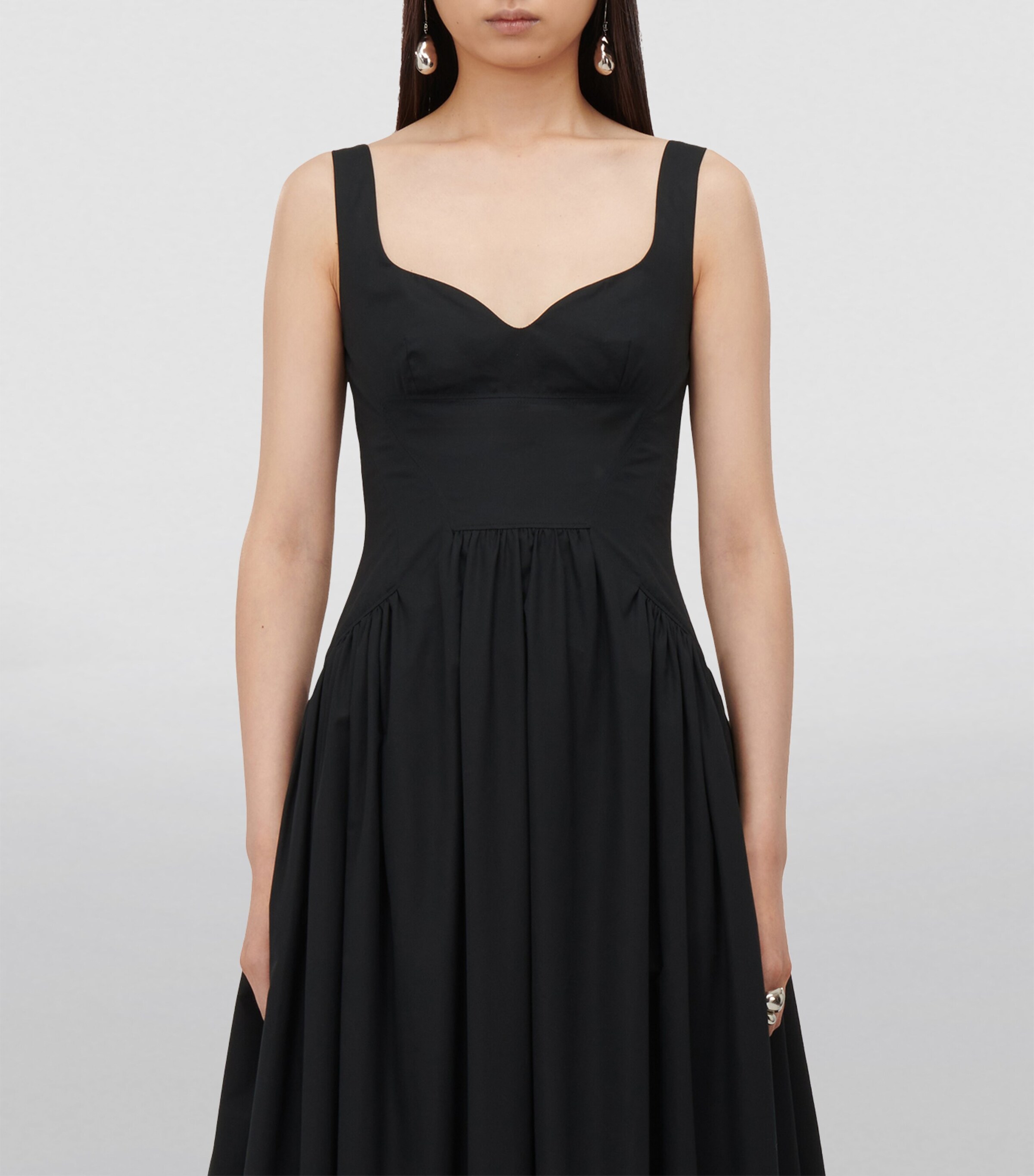 McQueen Black Bustier Midi Dress Harrods UK