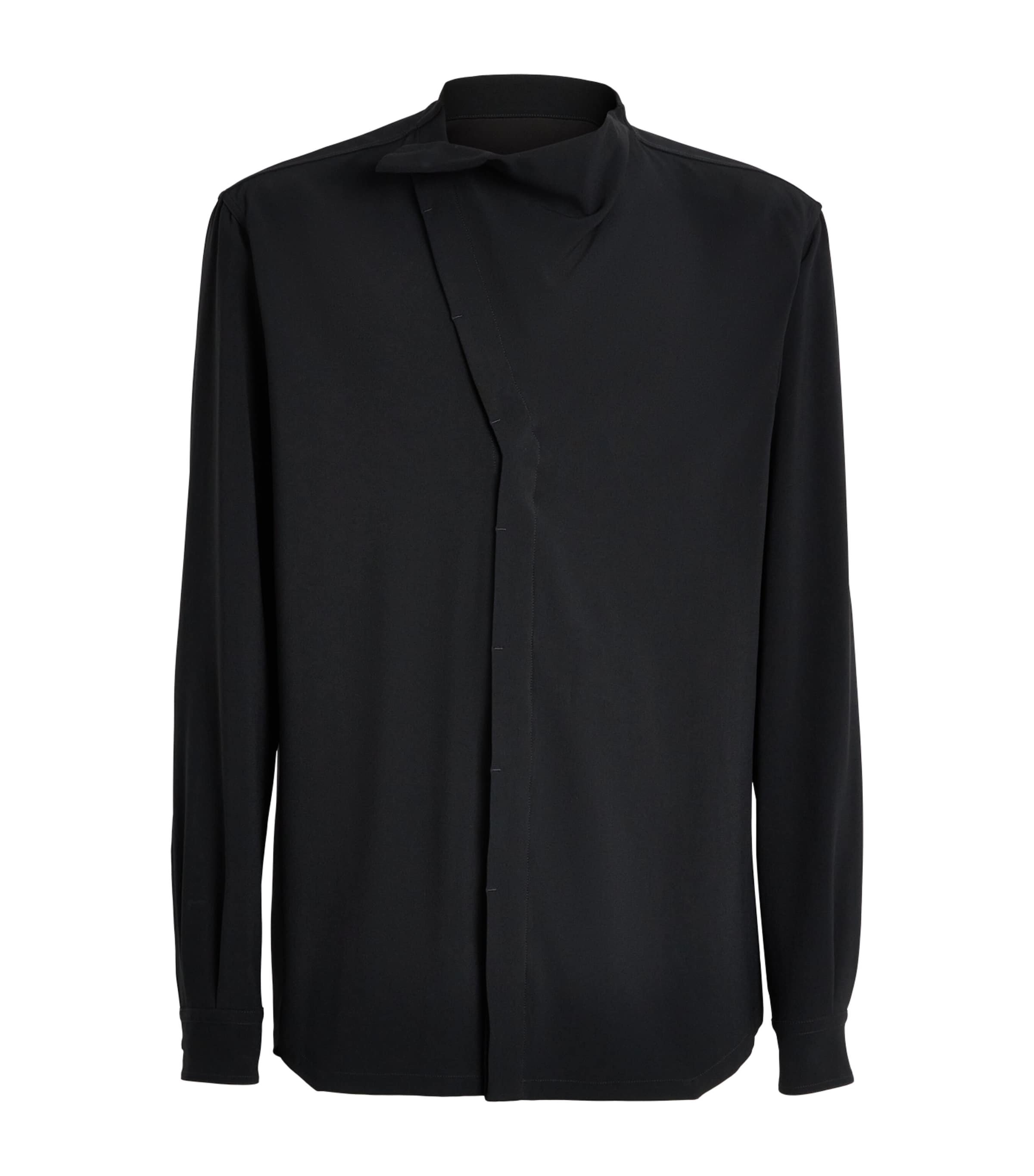 Rick Owens Mens Cady Draped Island Shirt Black Image 1