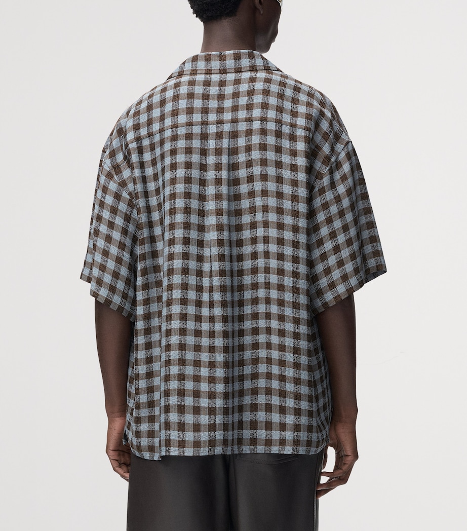 LOEWE Mens Check Short-Sleeve Shirt Blue/brown Image 4