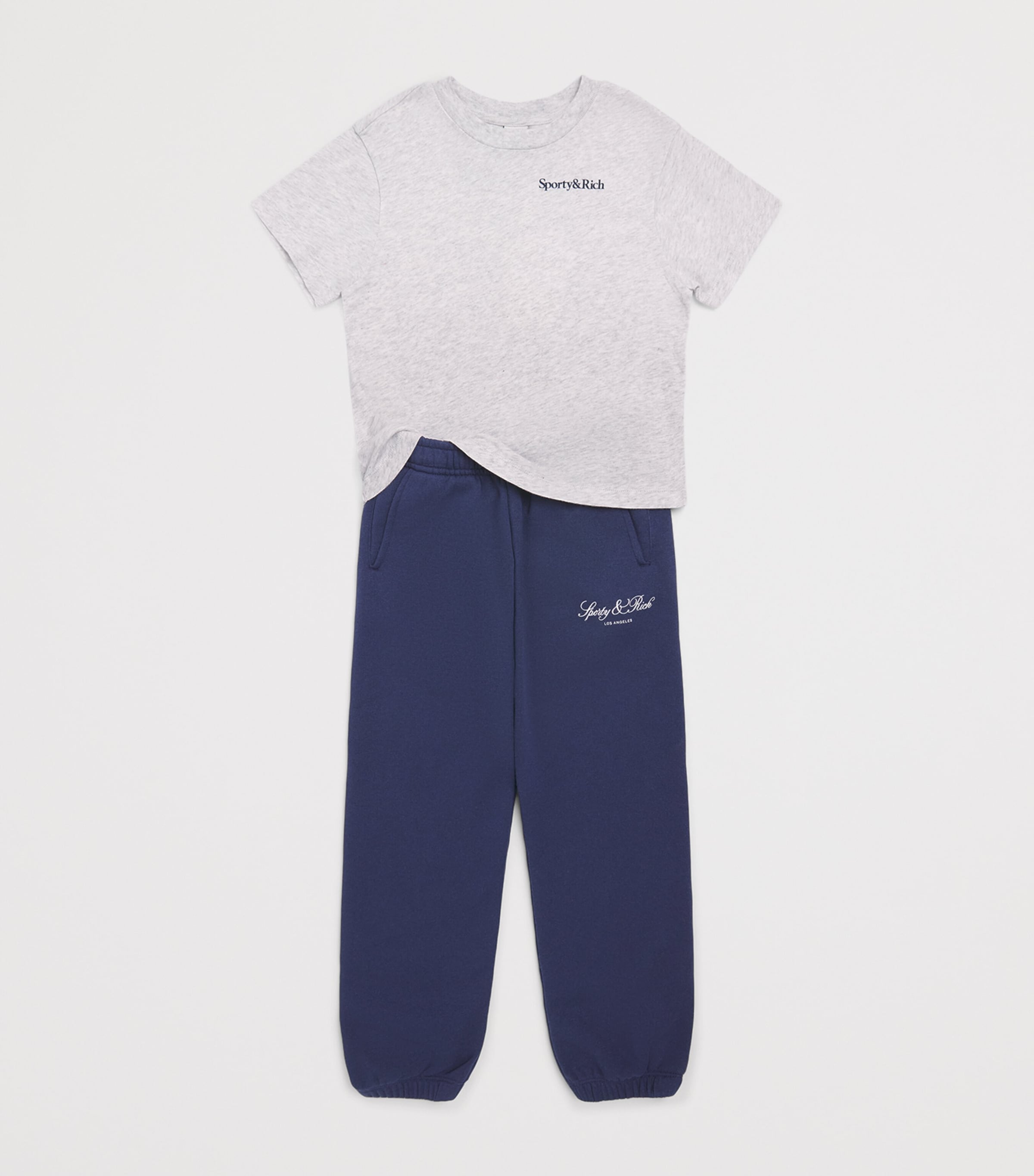 SPORTY & RICH KIDS Drink More Water T-Shirt (2-14 Years) Heather Gray/navy Image 3