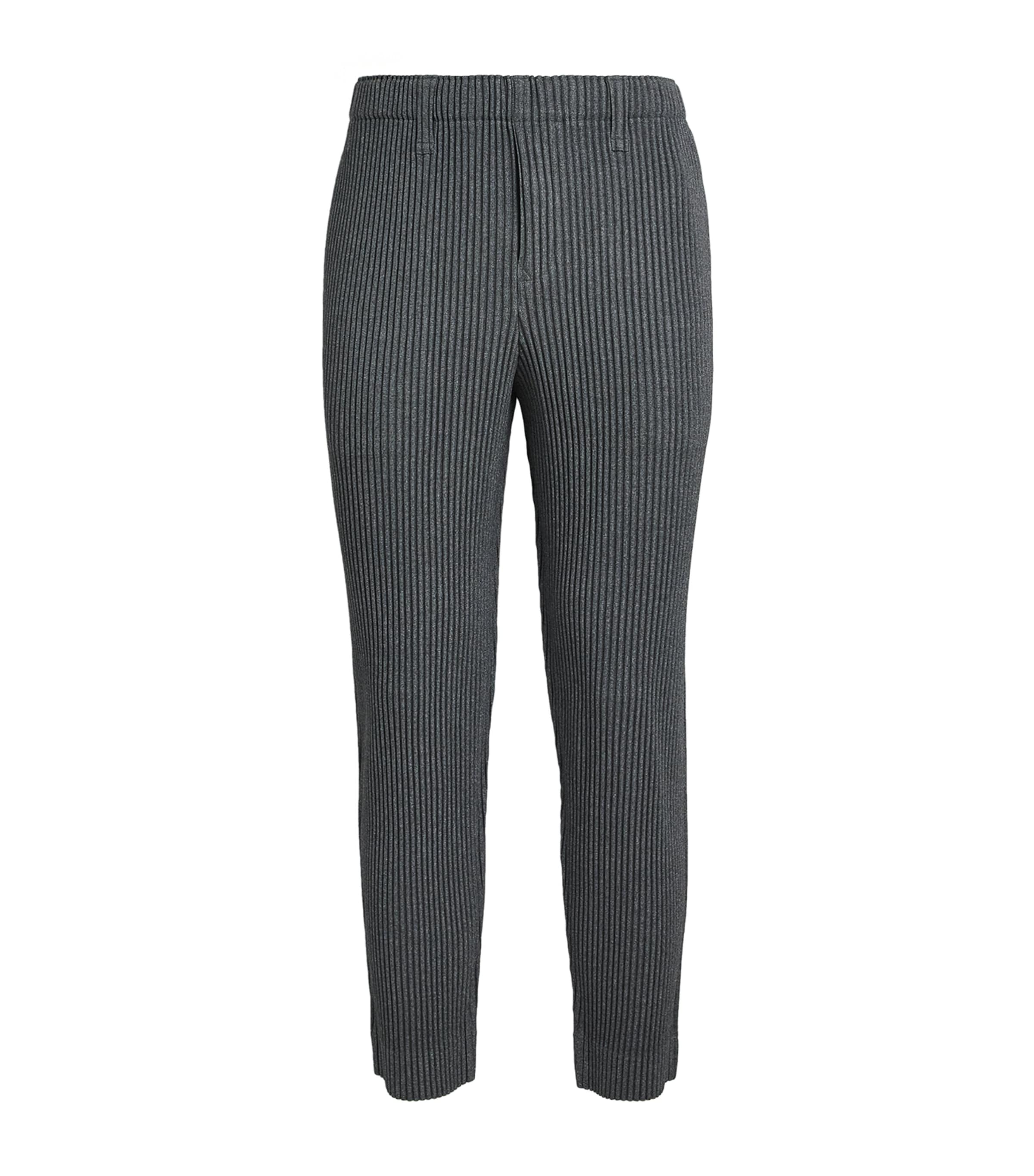 Homme Plissé Issey Miyake Mens Pleated Tailored Trousers Gray Image 1