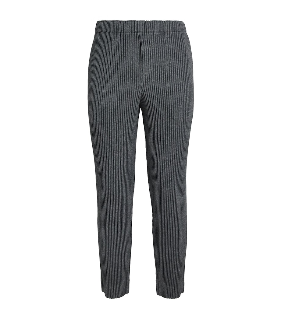 Homme Plissé Issey Miyake Mens Pleated Tailored Trousers Gray Image 1