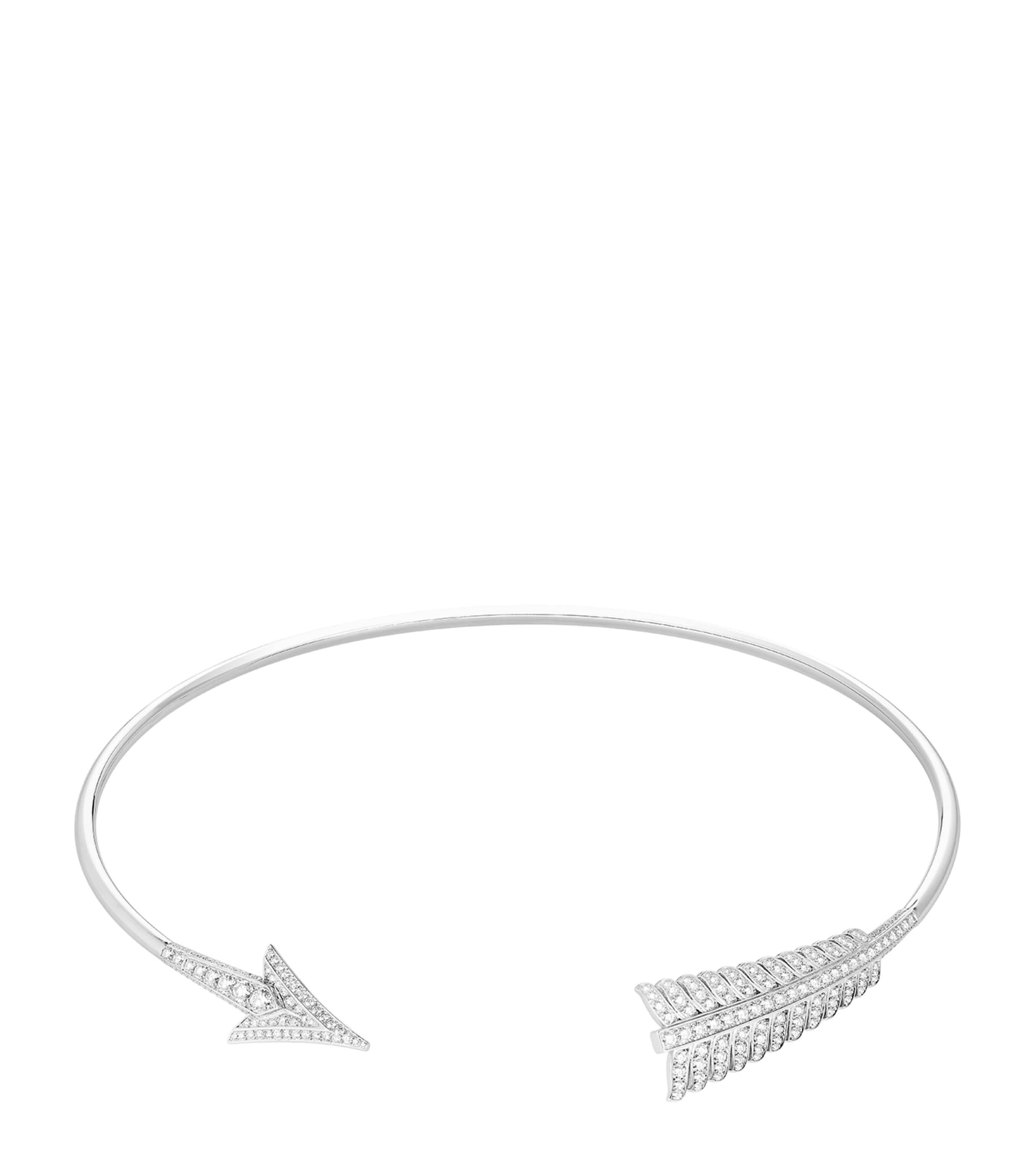 Shop Boucheron White Gold And Diamond Nature Triomphante Flèche Choker In Silver