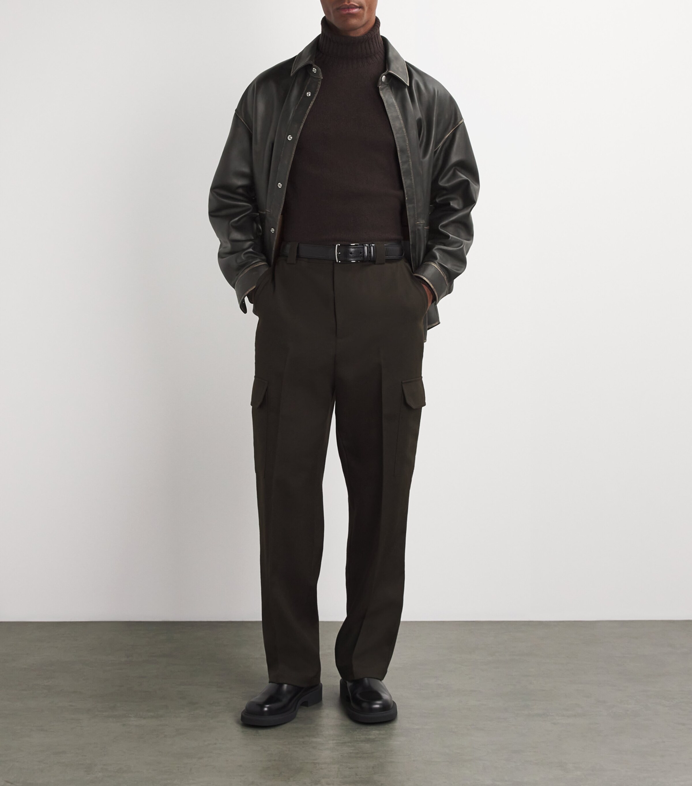 Leather Overshirt BLACK WASHED Image 2