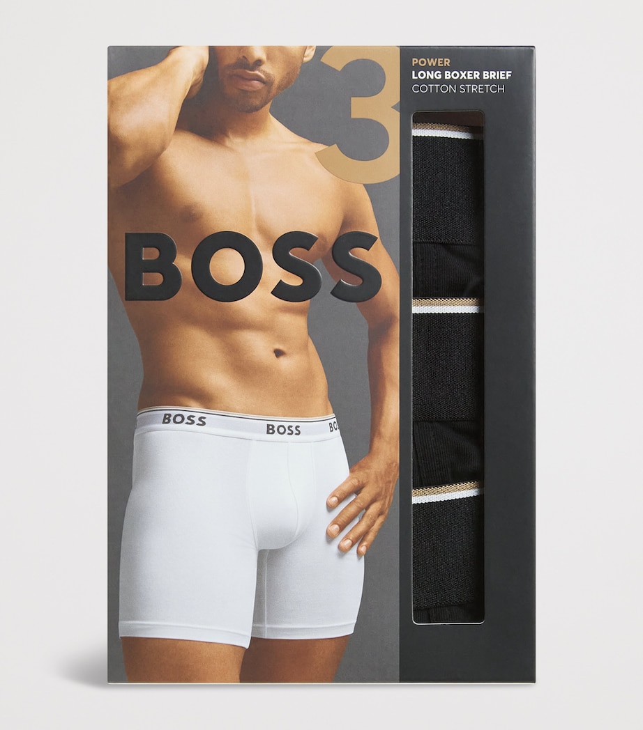 BOSS Mens Stretch-Cotton Logo Trunks (Pack of 3) Black Image 4