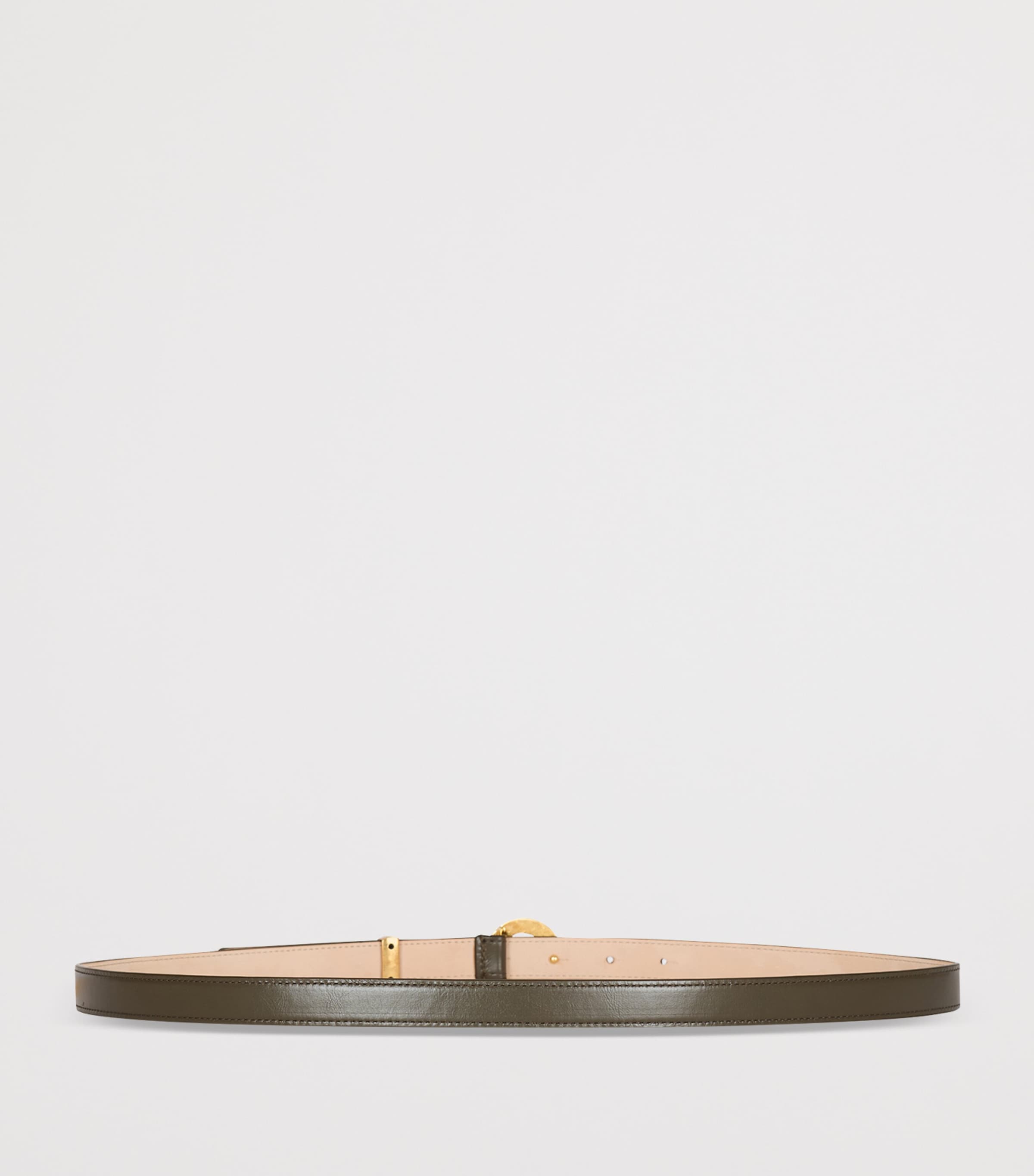 Balmain Leather Engraved T-Bar Belt Dark Olive Image 2