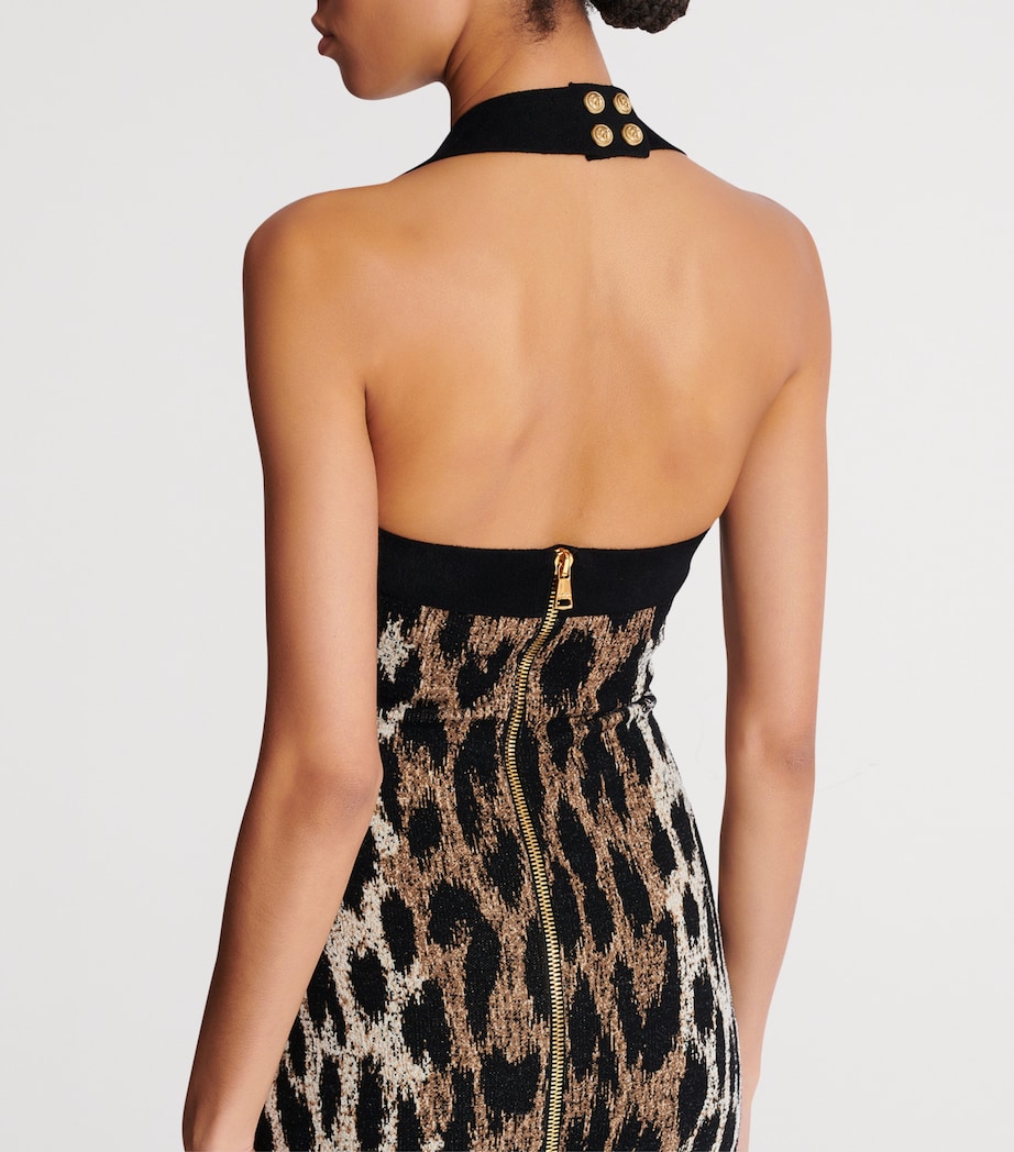 Leopard Jacquard Midi Dress WHI MARRON/NATUREL Image 8