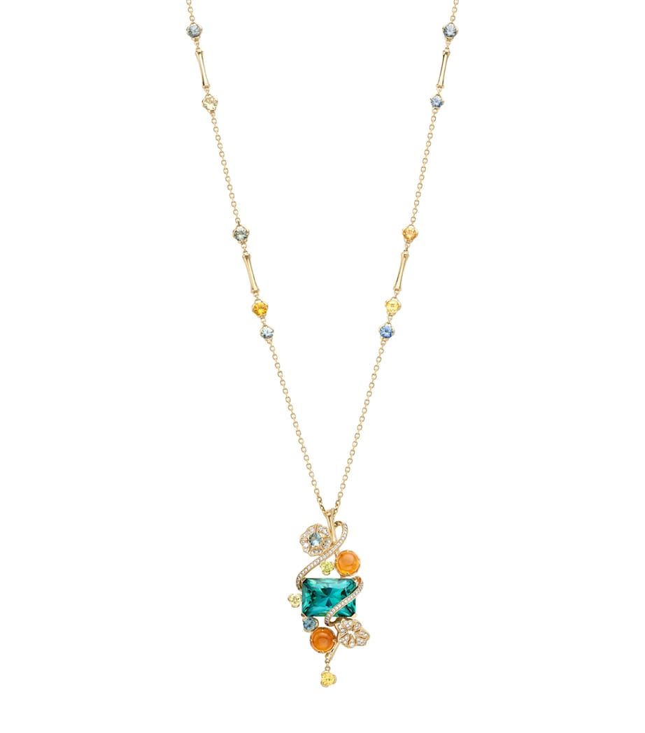 Boodles Yellow Gold, Diamond, Sapphire and Gemstone The Palace Collection Queen Charlotte’s Cottage Pendant Necklace Gold Image 1