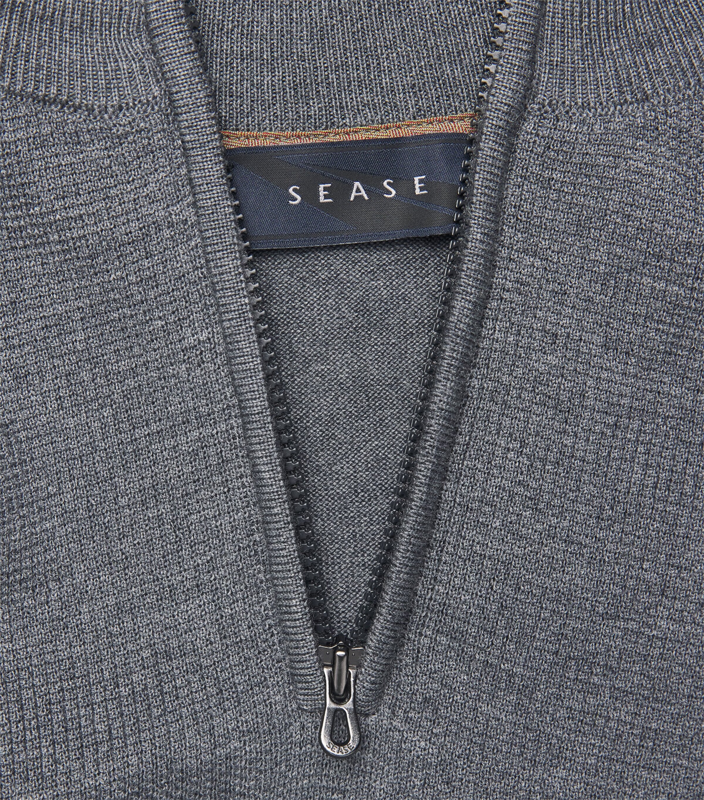 Sease Mens Wool Waffle-Knit Sweater Graphite Grey Image 6
